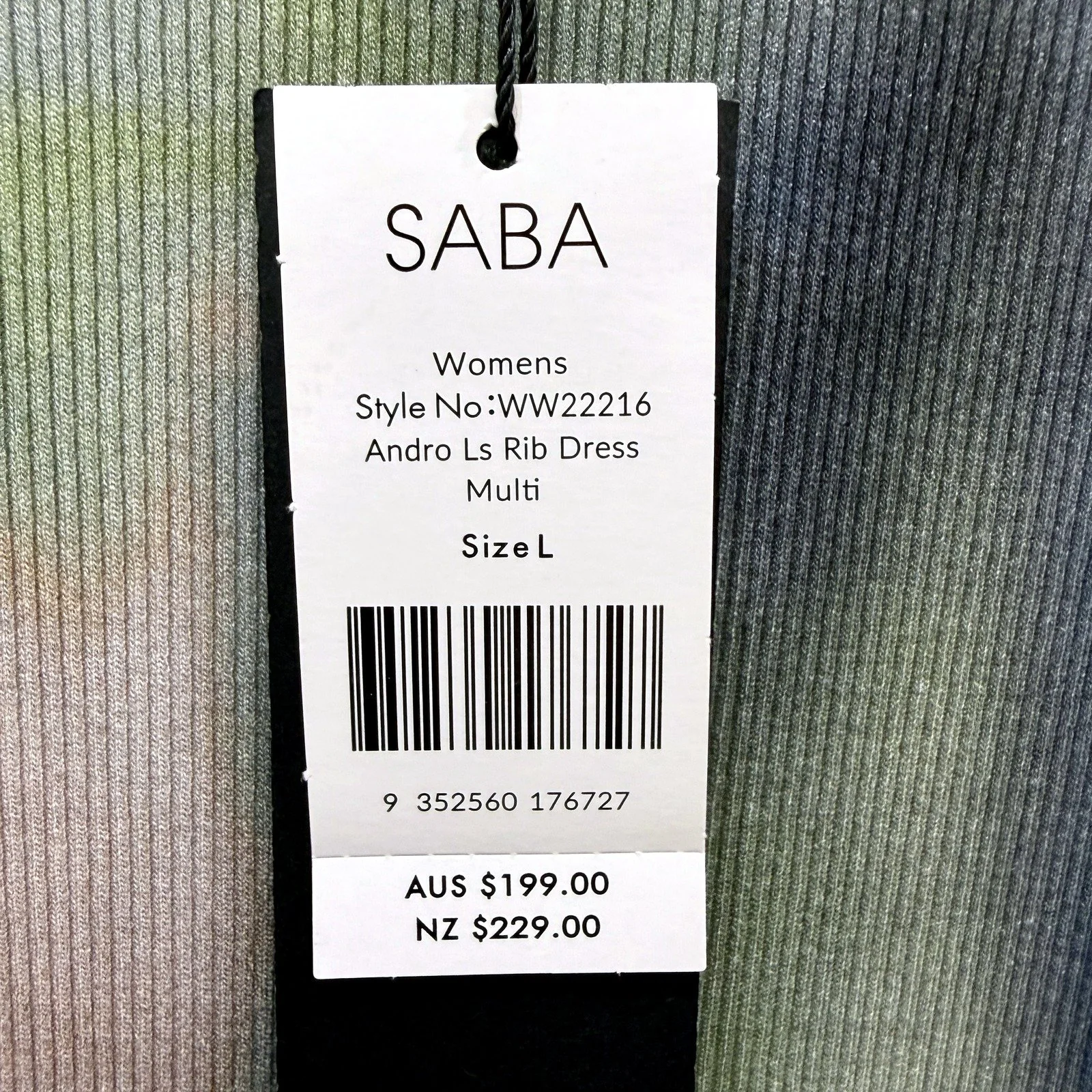 SABA Womens Andro Long Sleeve Ribbed Knit Belted Dress Multi Color Size L NEW - Image 5