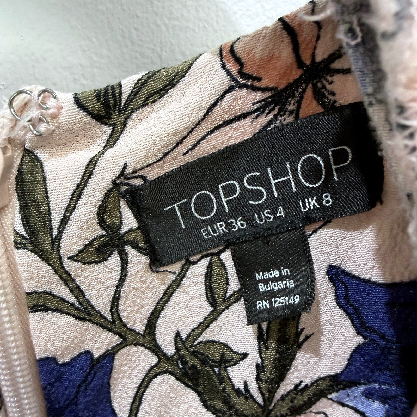 Topshop Womens Floral Print Dress Side Tie Zipper Closure Multi Color Size 8 - Image 6