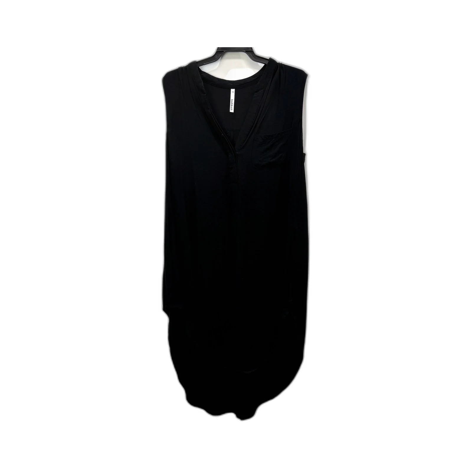 Indikah Womens Sleeveless A-Symetrical Black Dress, Size 14