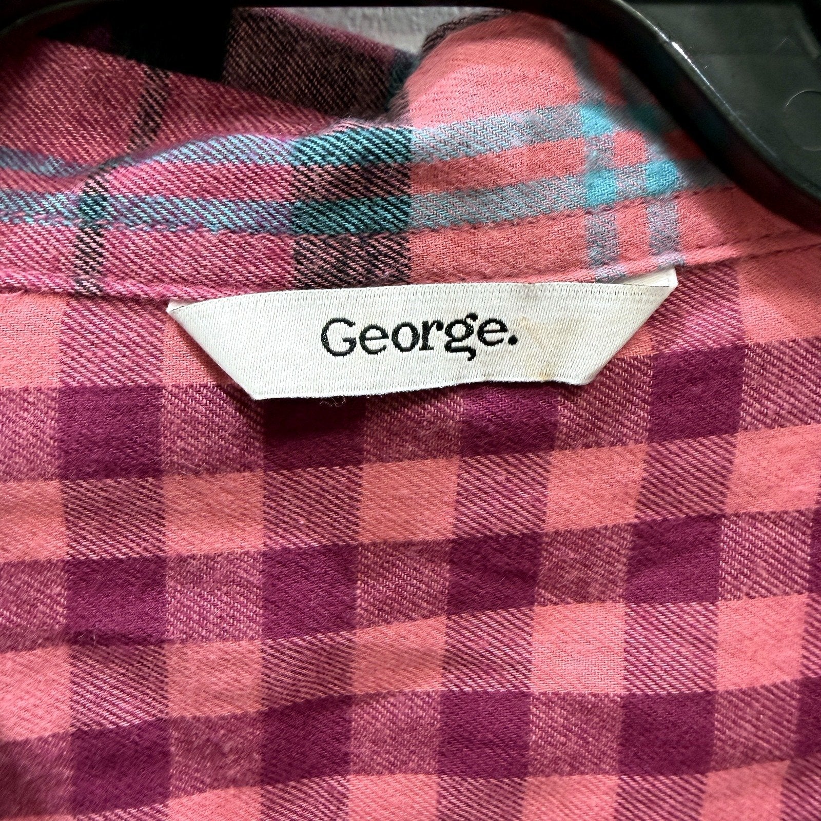 George Mens Plaid Button-Down Shirt in Multi Color Burgundy & - Size 24 - Image 3