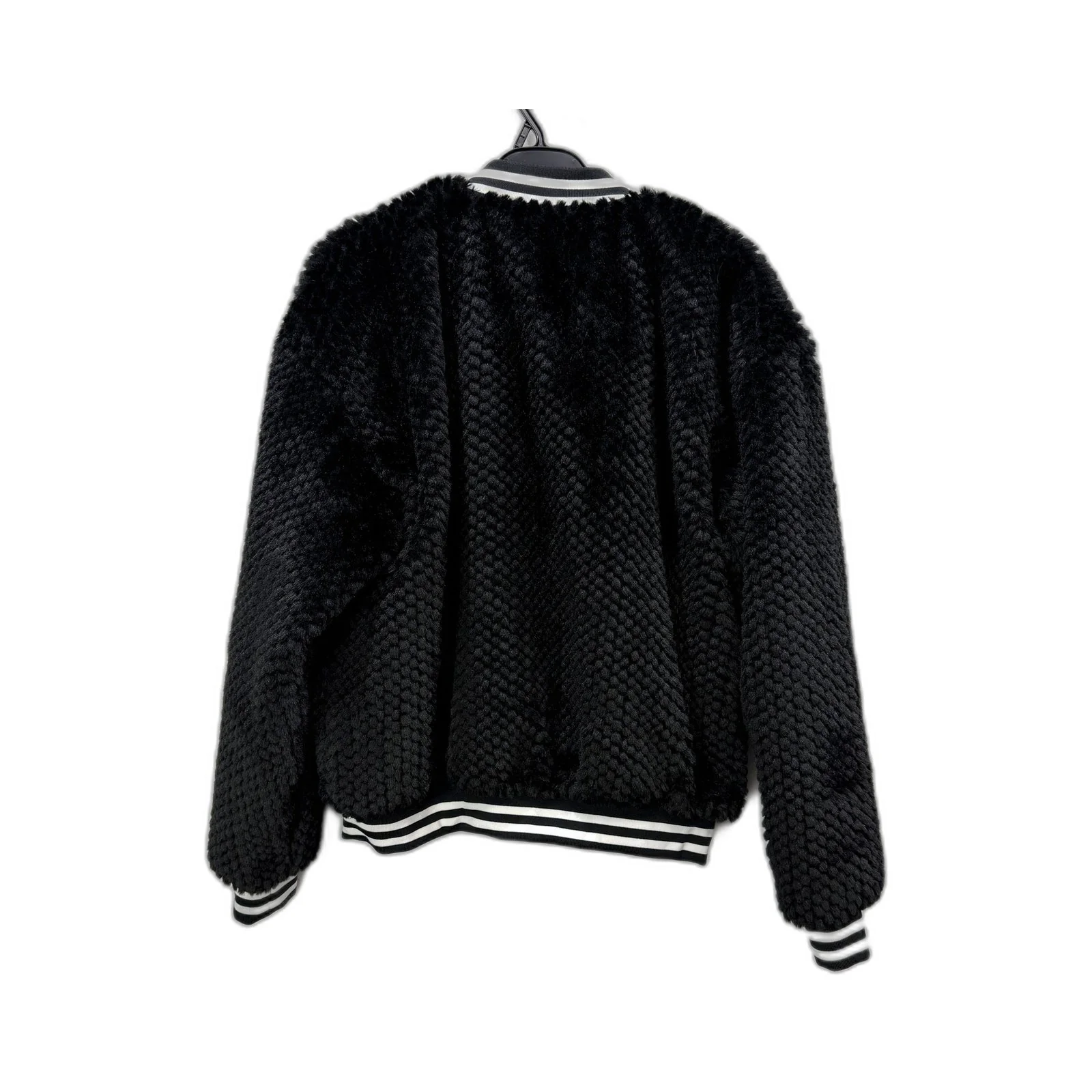 Leoni Womens Max Faux Fur Bomber Jacket in Black for Winter, XS Size NEW - Image 2
