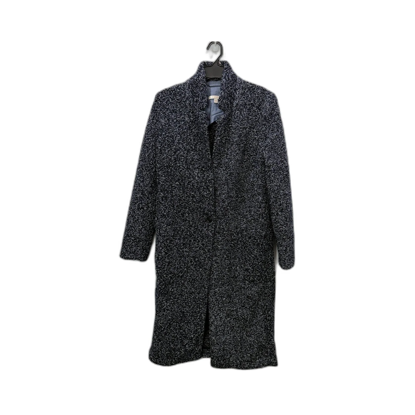 Espirit Womens Textured Knit Overcoat Multi Color Black Navy White Size 12