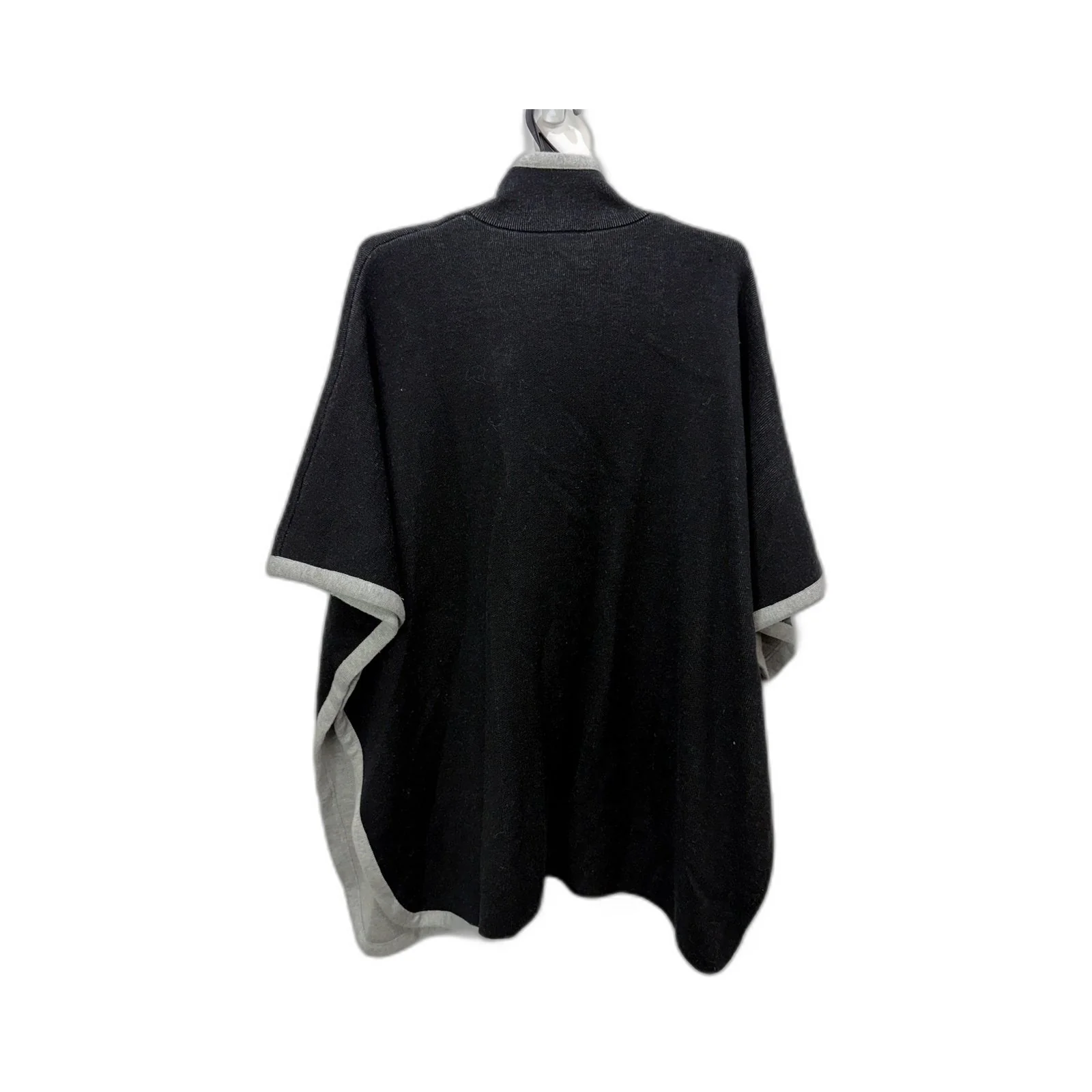 Sussan Womens Knit Wool Poncho with Zipper Accent Black and Gray Size XS/S - Image 2