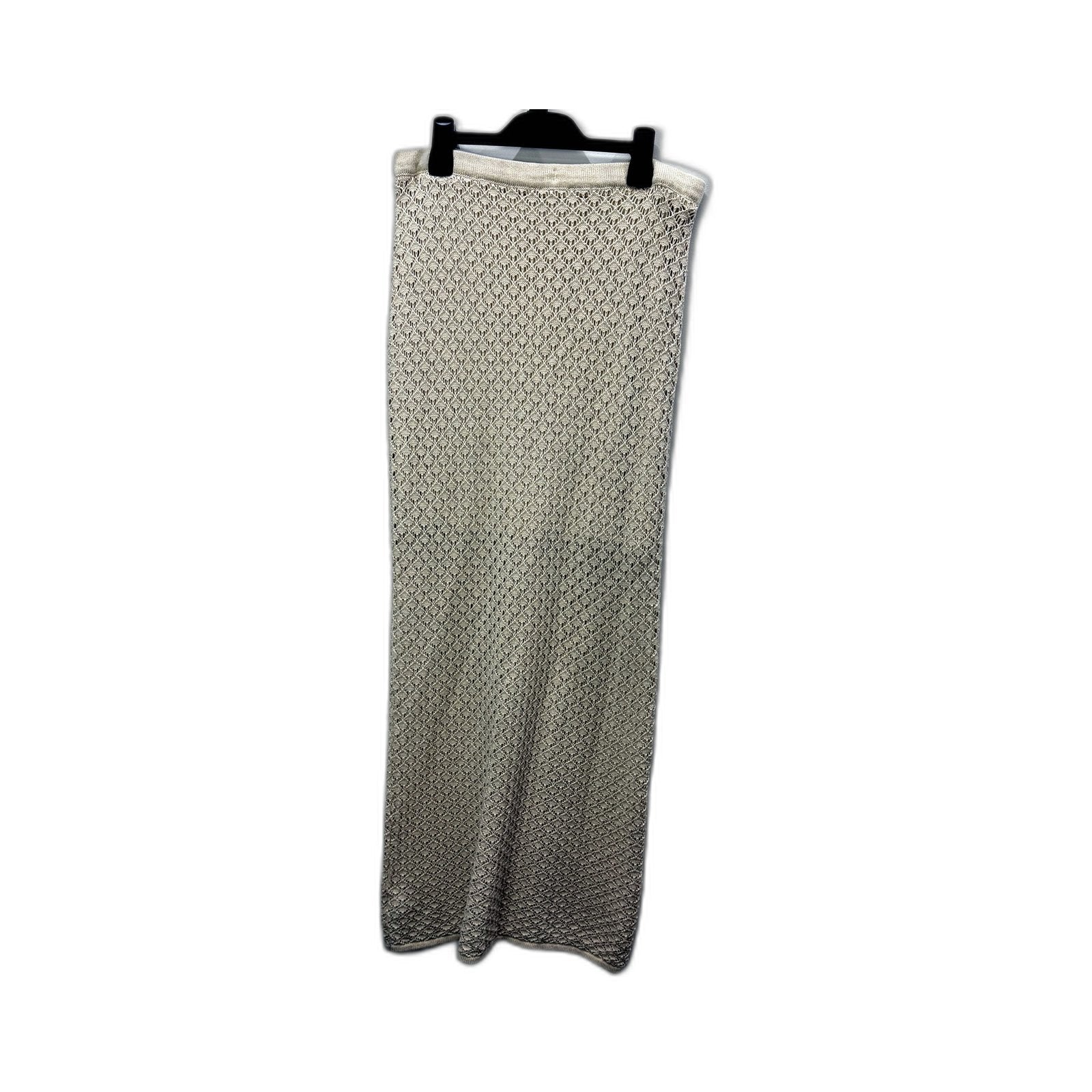 Lily Loves Womens Knit Patterned Maxi Skirt Soft Cotton Casual Cream Size L - Image 2