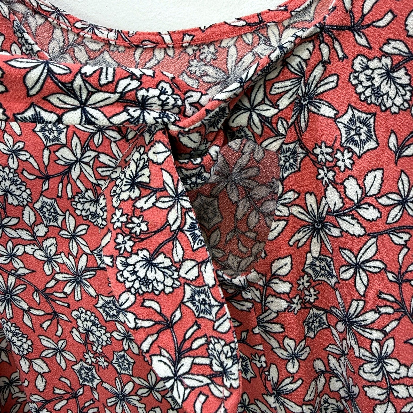 Banana Republic Womens Floral Print Blouse Loose Fit Short Sleeve Multi Color - Image 5