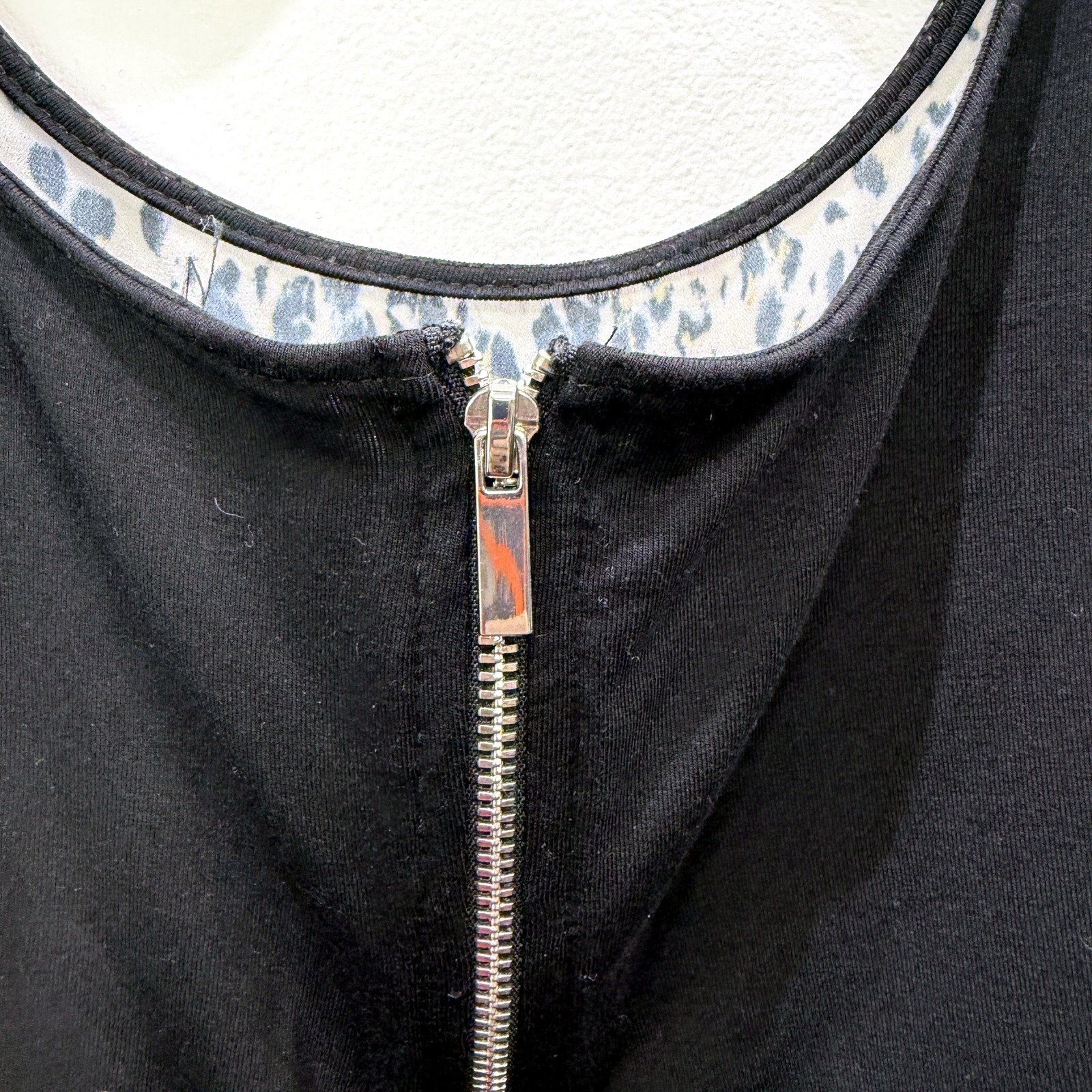 Portmans Womens Leopard Print Pullover Sweatshirt Draped Neck Zip Up Size S - Image 3