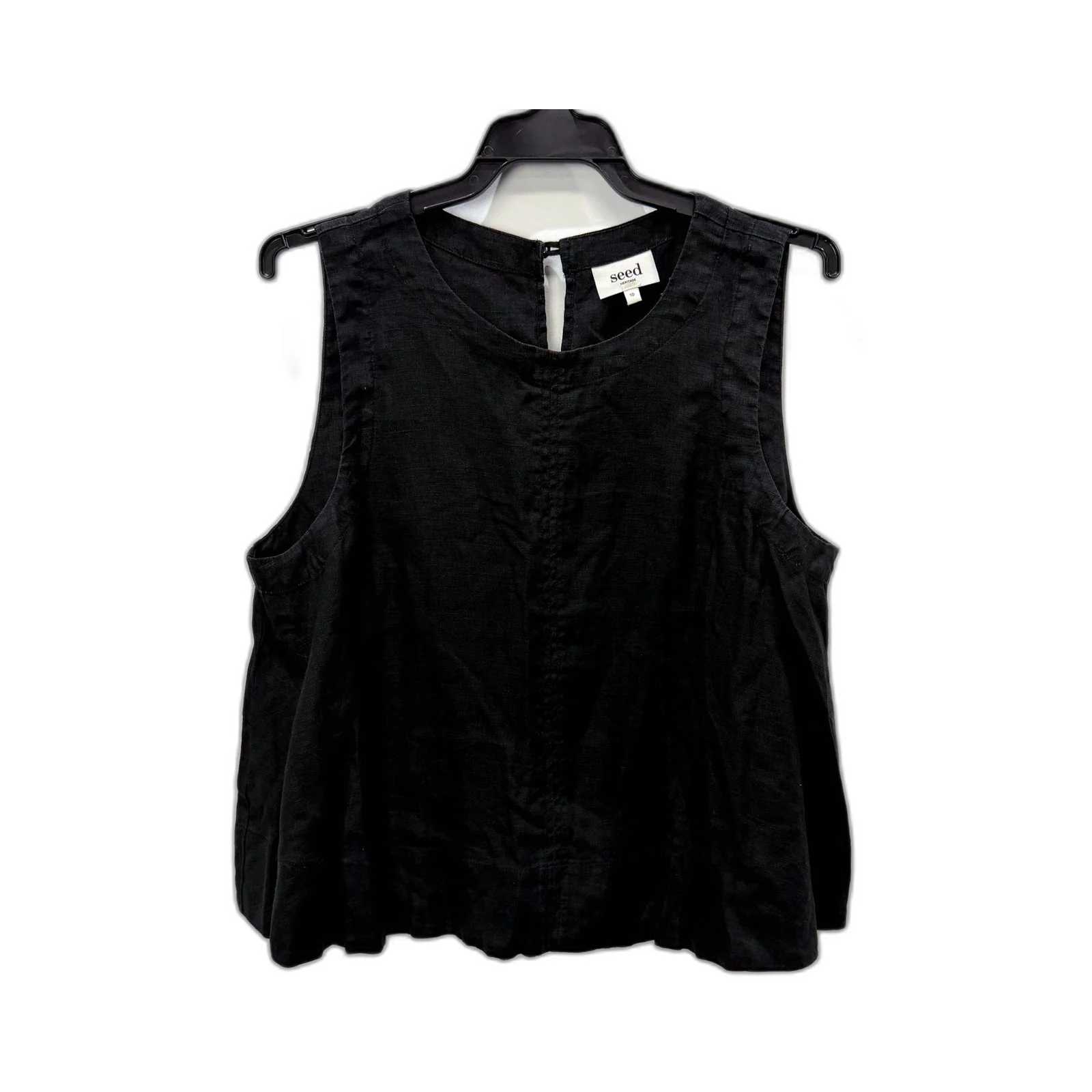 Seed Heritage Womens Sleeveless Linen Top in Black, Size 10