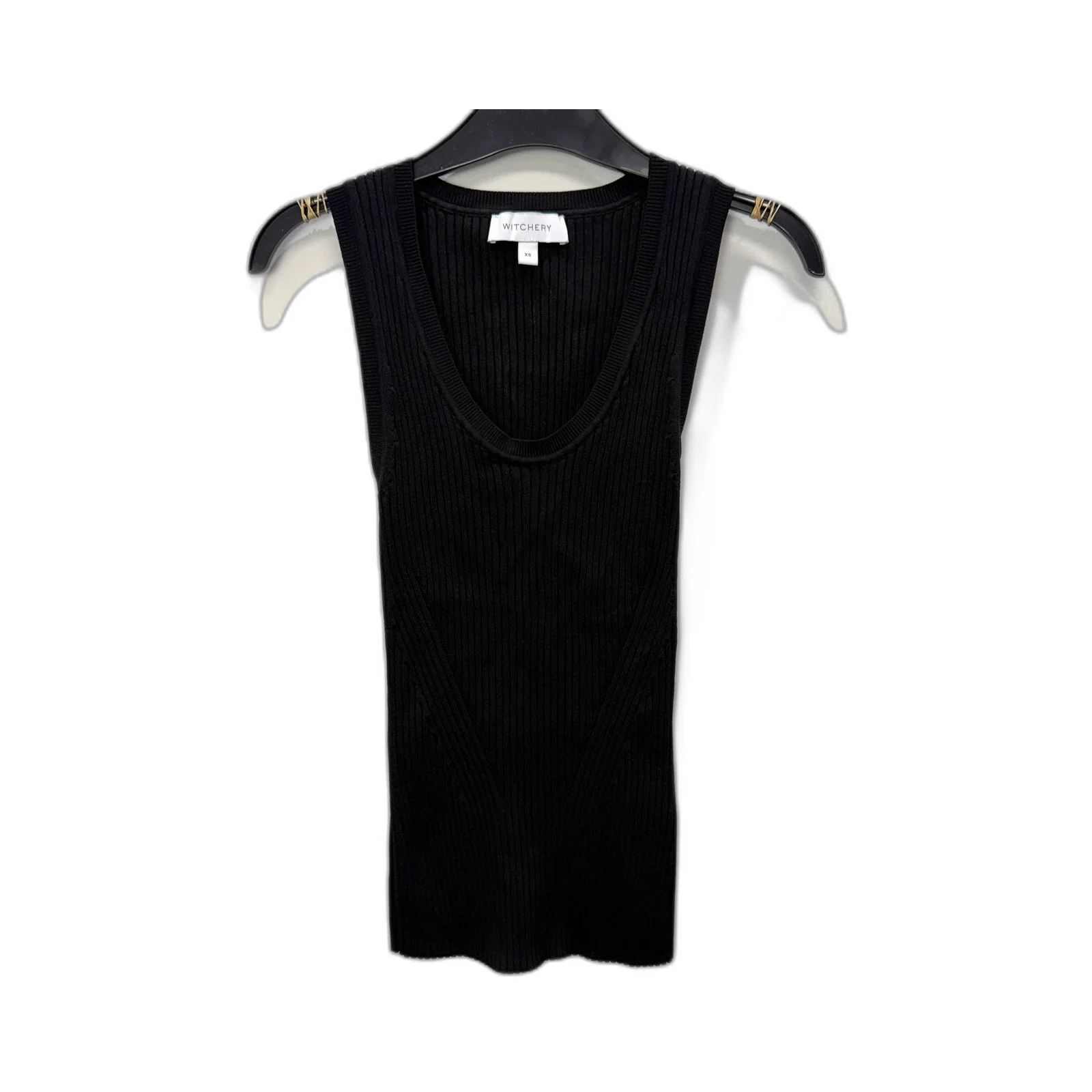 Witchery Womens Ribbed Knit Stretchy Tank Top in Black, XS Size