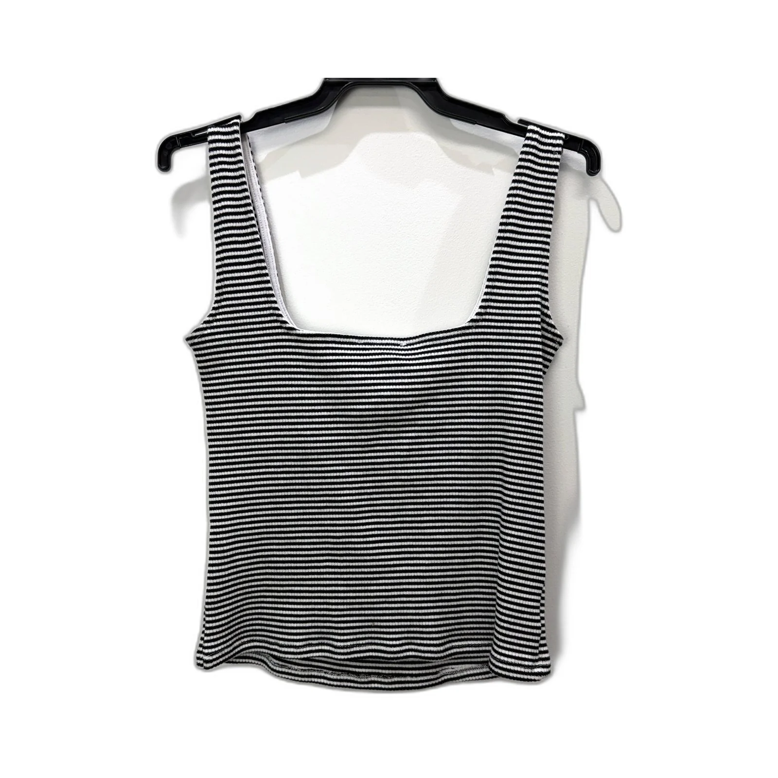 Piper Womens Striped Cropped Tank Top Black and White Sleeveless Size S - Image 2
