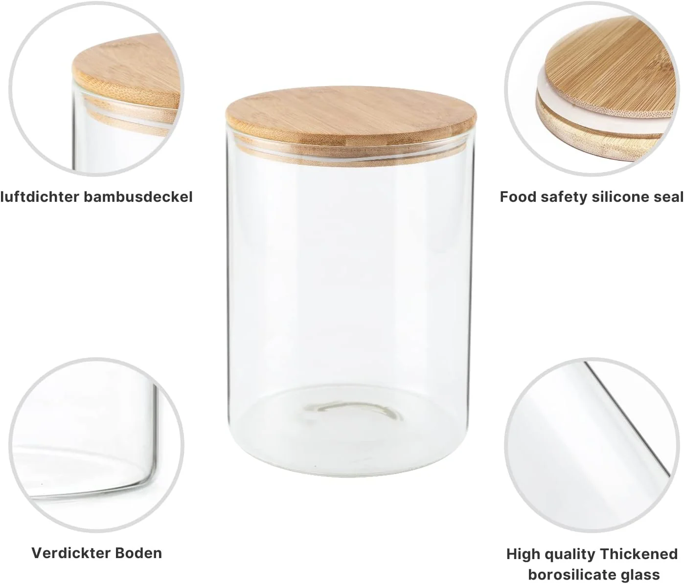Stackable Glass Storage Jars Containers, Clear Circular Design, 105oz, NEW - Image 3