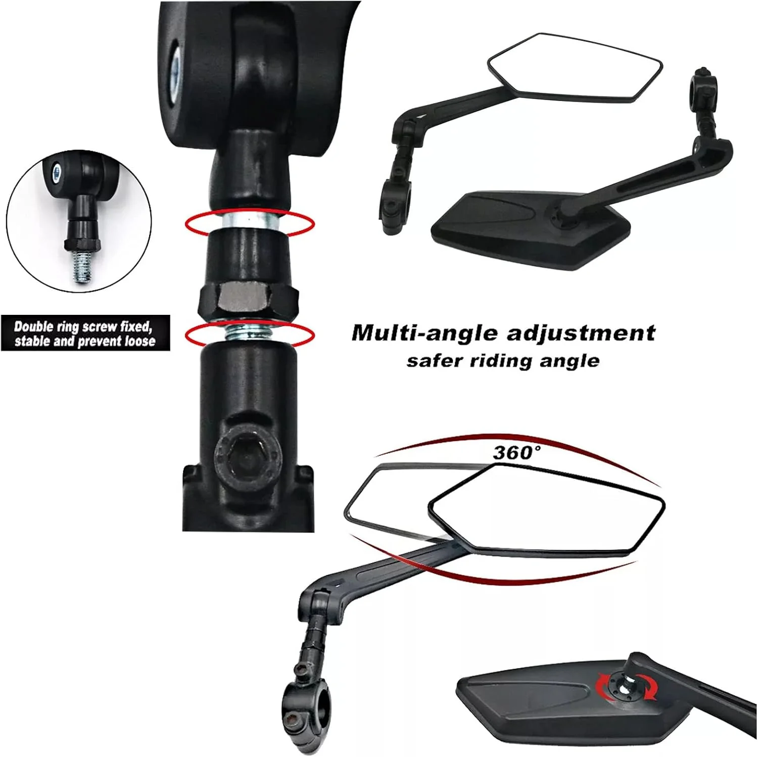 YELINTIAN Small Bike Mirrors 360° Adjustable Bicycle Rear View Mirror for DEMO - Image 3