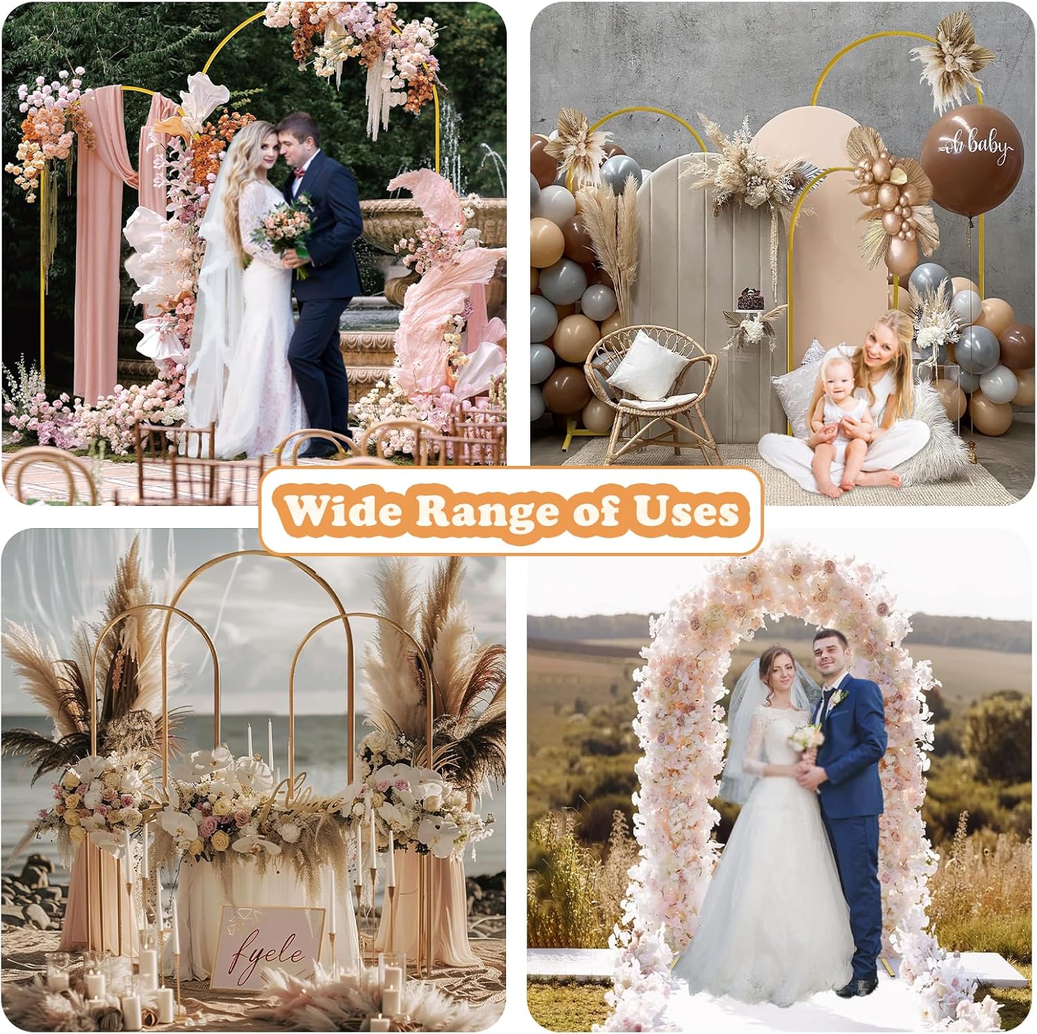 DDMY Gold Metal Balloon Arch Stand for Photo Backgrounds, Party Decor DEMO - Image 7