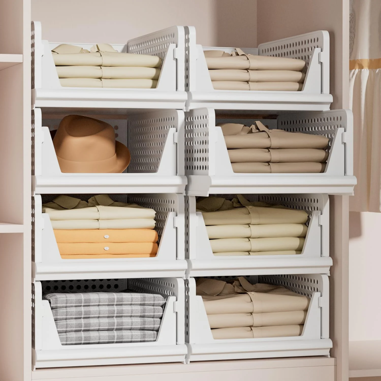 Proarea Foldable Plastic Storage Organizer Bin Closet Clothes Basket NEW