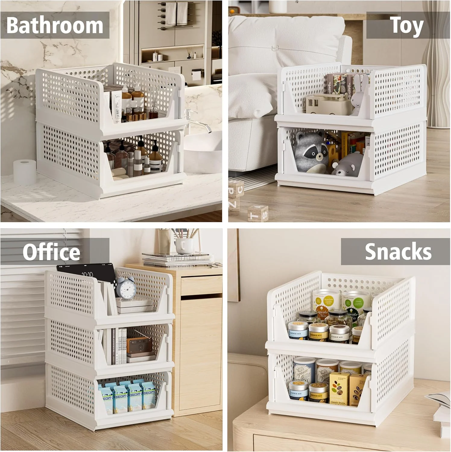 Proarea Foldable Plastic Storage Organizer Bin Closet Clothes Basket NEW - Image 6