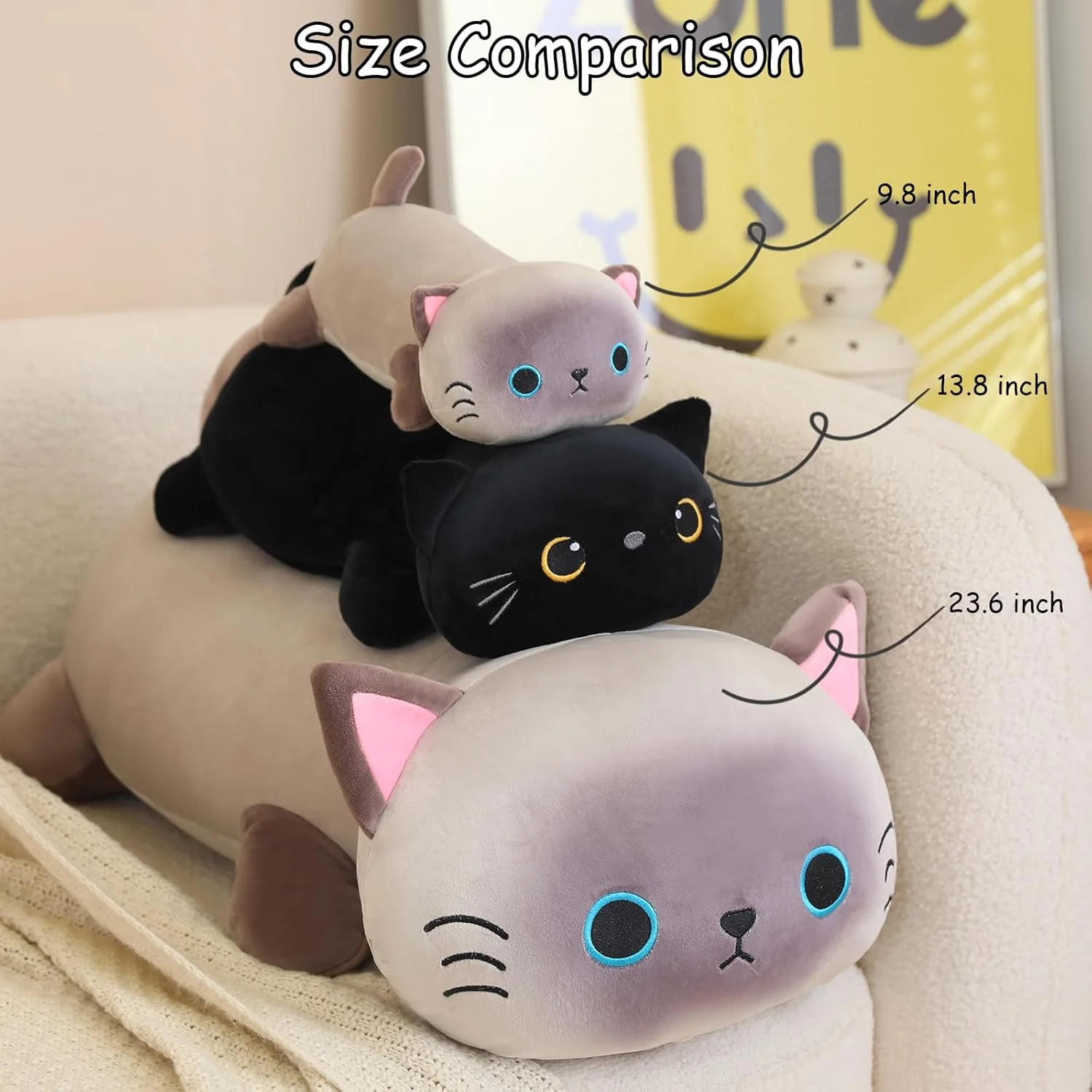SQEQE Weighted Black Cat Plush Stuffed Animal Cute Toy Large 60CM Size DEMO - Image 5