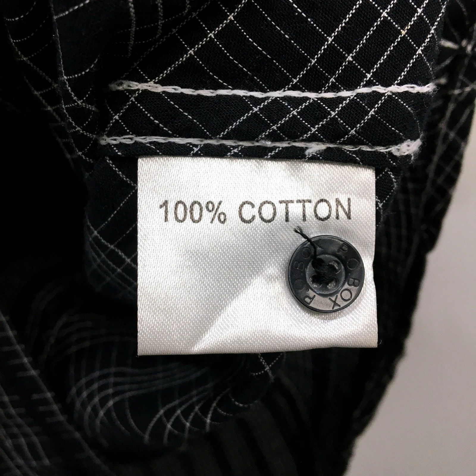 P.O. Box Mens Black and White Plaid Button-Down Shirt Cotton Casual Size L - Image 3