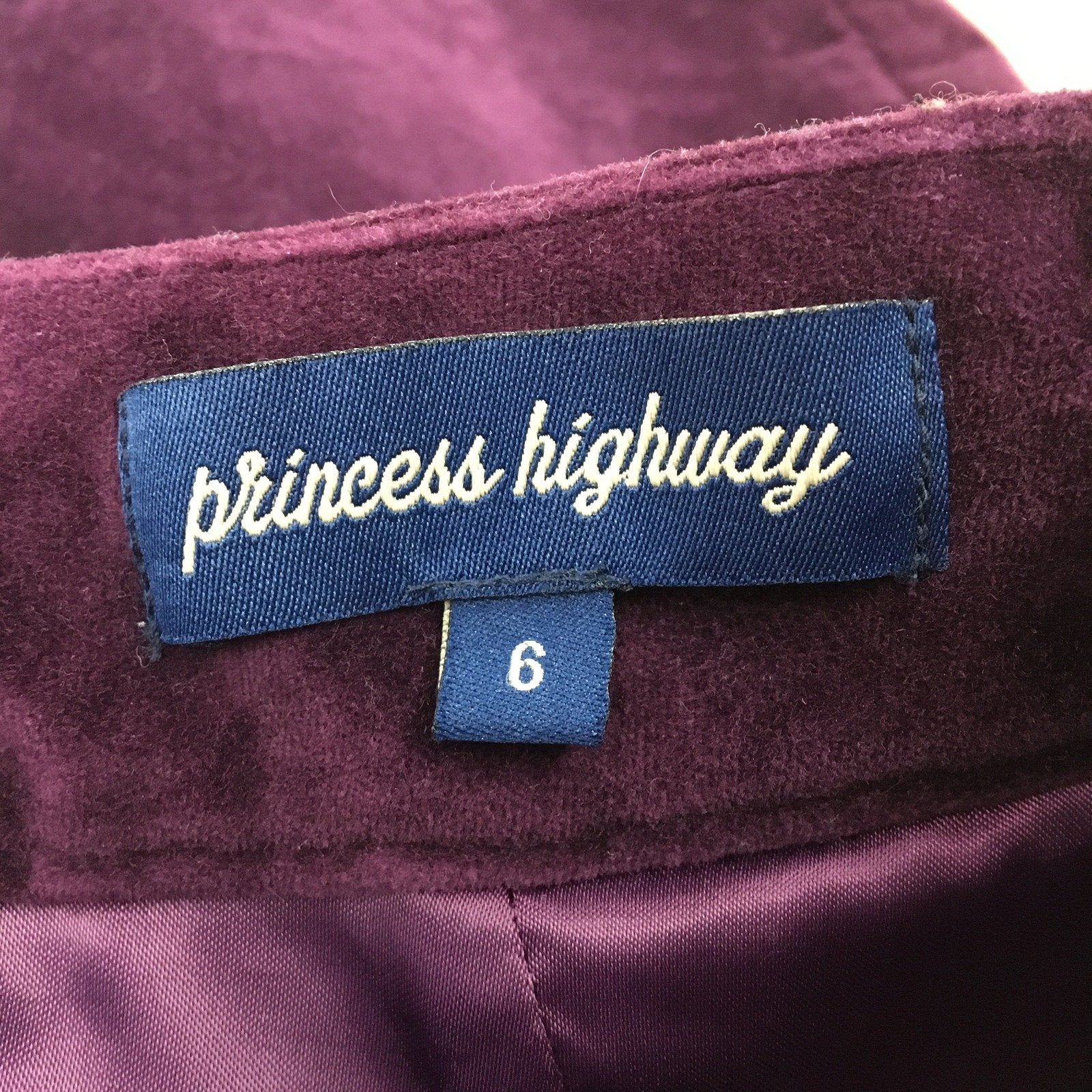 Princess Highway Velvet Mini Skirt for Women Deep Purple Size 6 - Image 5