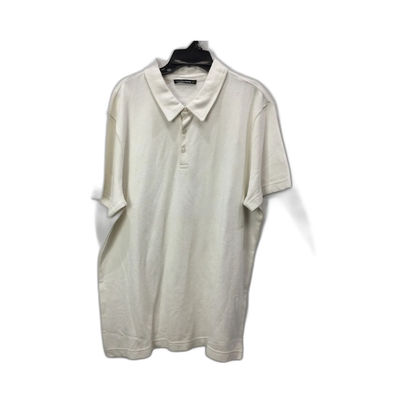 Monoprix Textured Jersey Polo Shirt Cotton Casual Unisex White Size Medium NEW