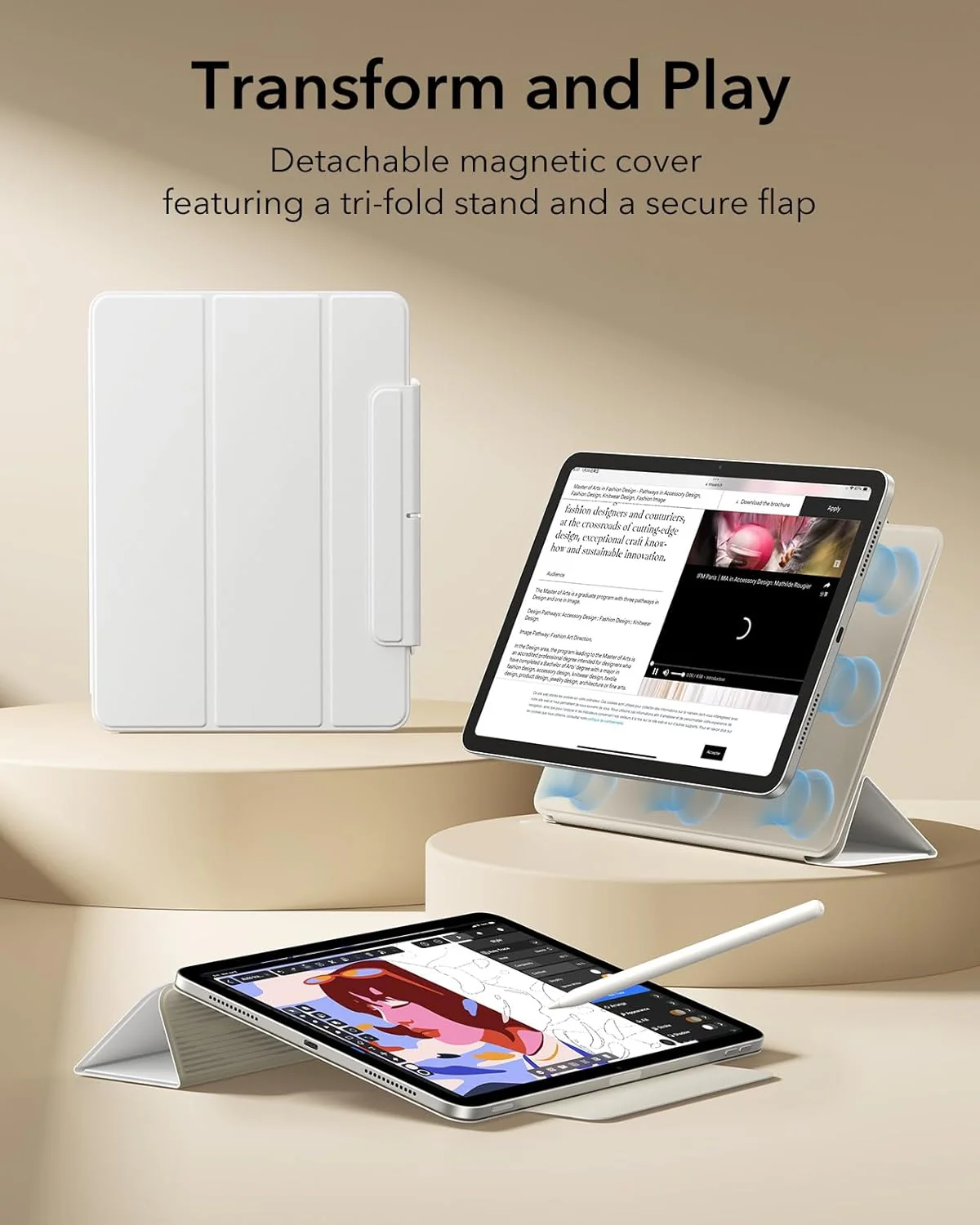 ESR for iPad Air 13 Inch Cases, Pro 12.9 Protective Slim Fit White Cases NEW - Image 3