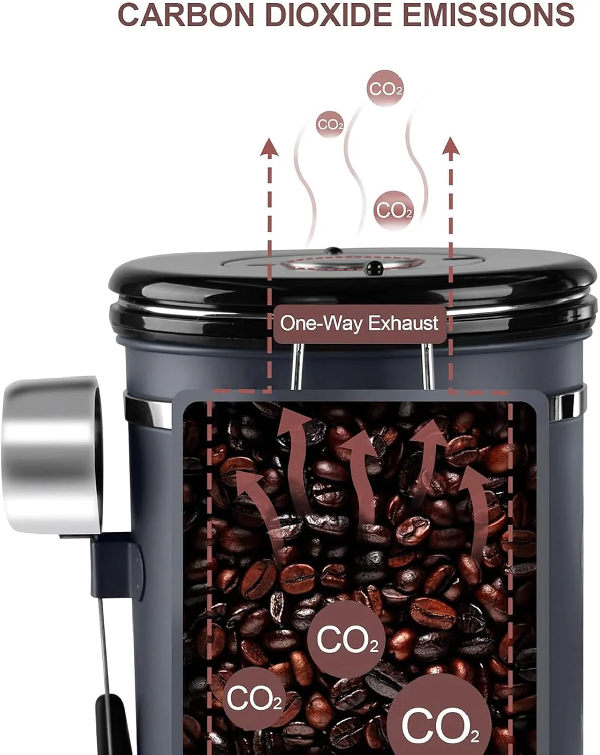 EZKOXAH Airtight Coffee Beans Canister Stainless Steel Container Size M DEMO - Image 5