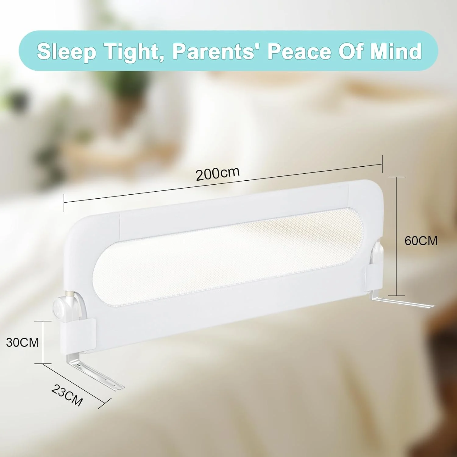 Omebel Toddler Bed Rail Guardrail for Baby Kids Safety Barrier, White DEMO - Image 2