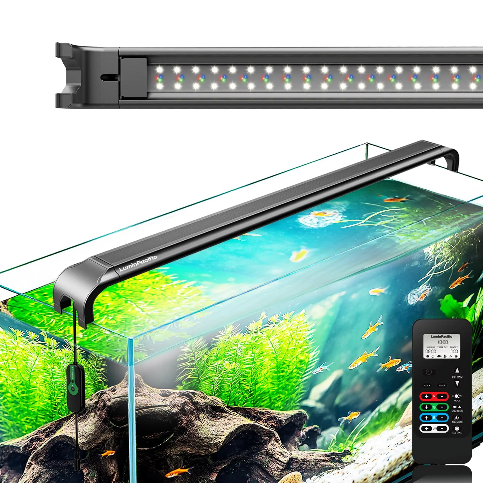 LuminPacific Aquarium Lights with Remote IP67 Waterproof Planted Grow DEMO