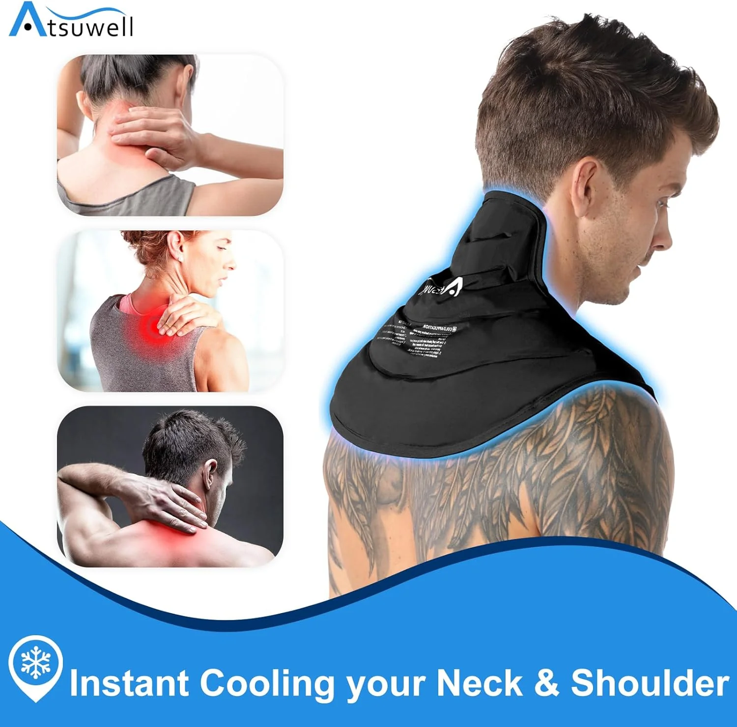 Atsuwell Reusable Neck Ice Pack Wrap Gel Cold Therapy for Sore Shoulders DEMO - Image 2