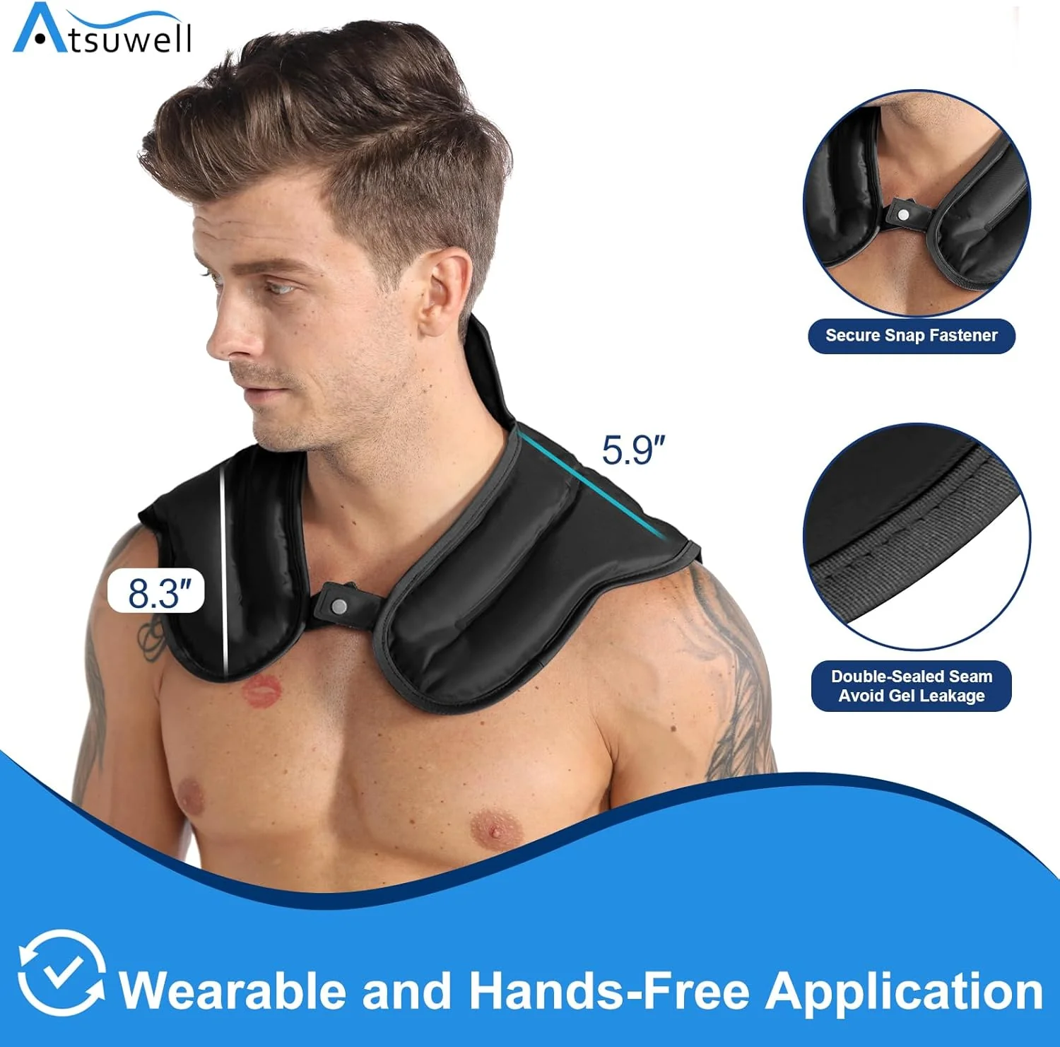 Atsuwell Reusable Neck Ice Pack Wrap Gel Cold Therapy for Sore Shoulders DEMO - Image 5