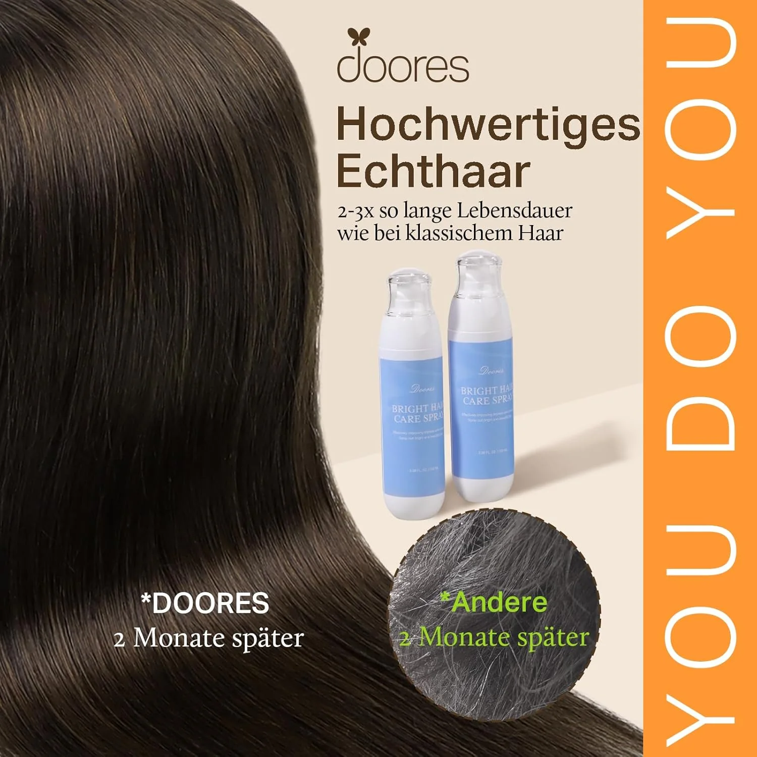 DOORES Hair Extensions Straight Remy Clip-in Dark Brown 18 Inch 120g 7pcs NEW - Image 4