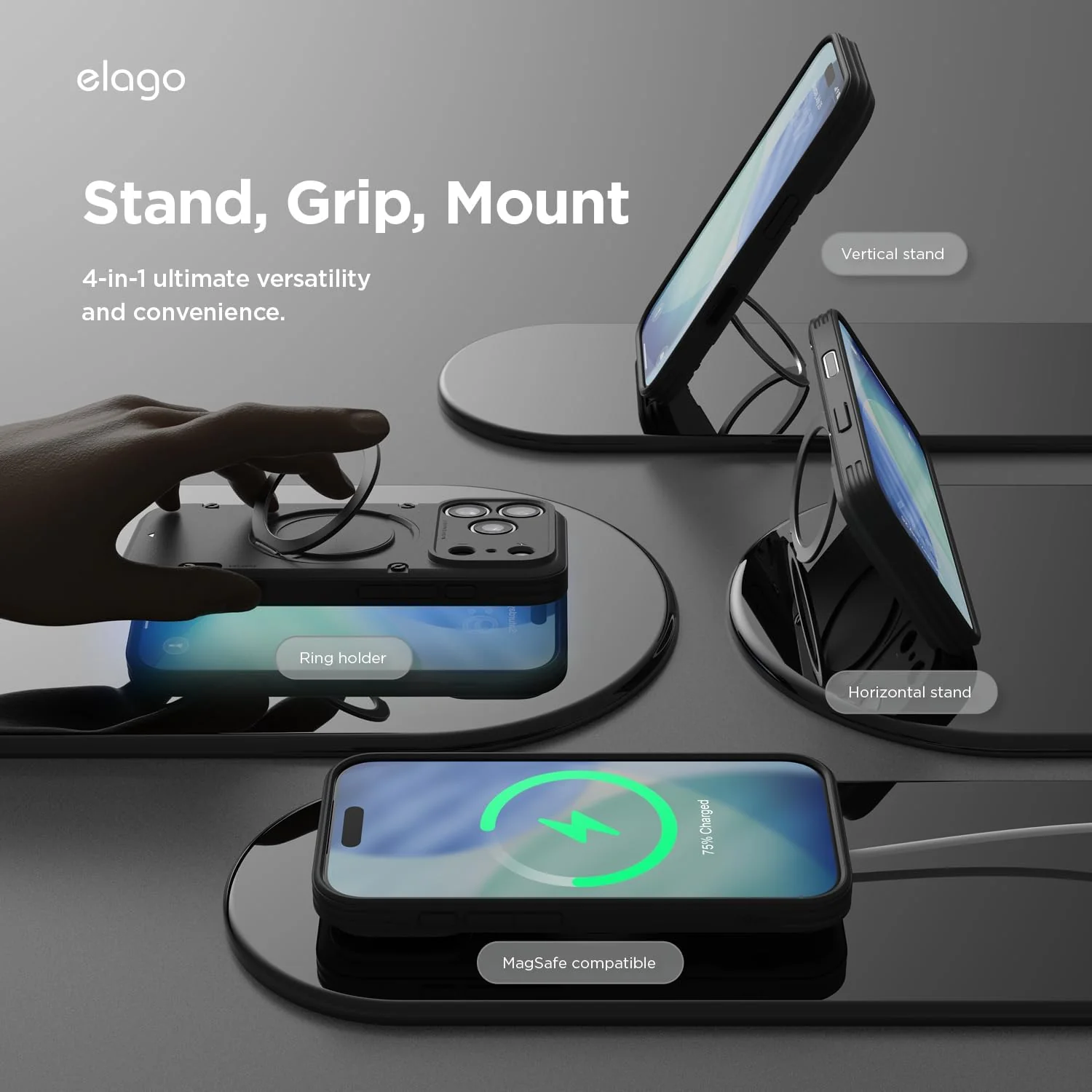elago Magnetic Ring Stand Armor Case Compatible iPhone 13 Pro Max Cover NEW - Image 3