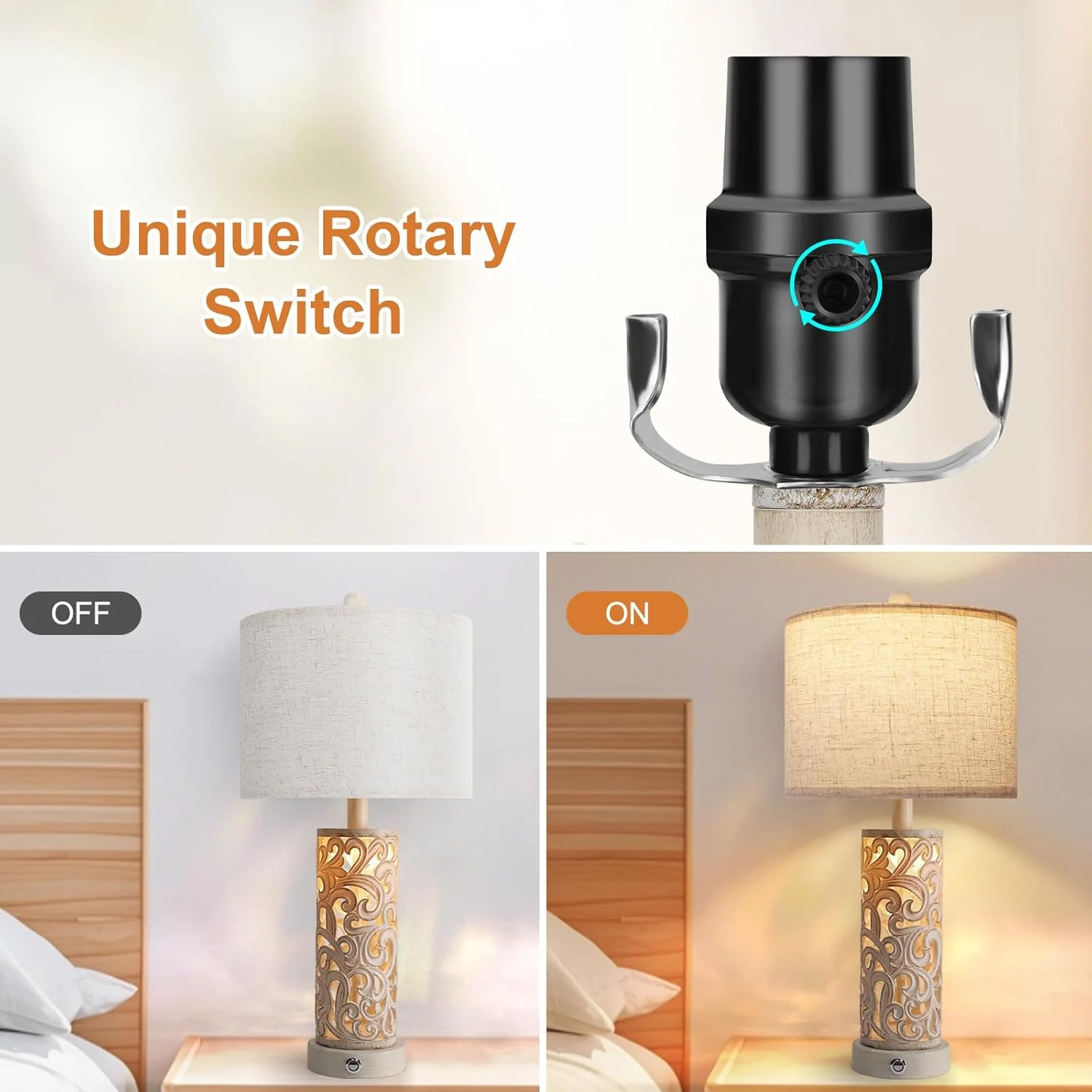 Apsung Beige Touch Control Table Lamps Set of 2 with Dual Light Modes NEW - Image 6