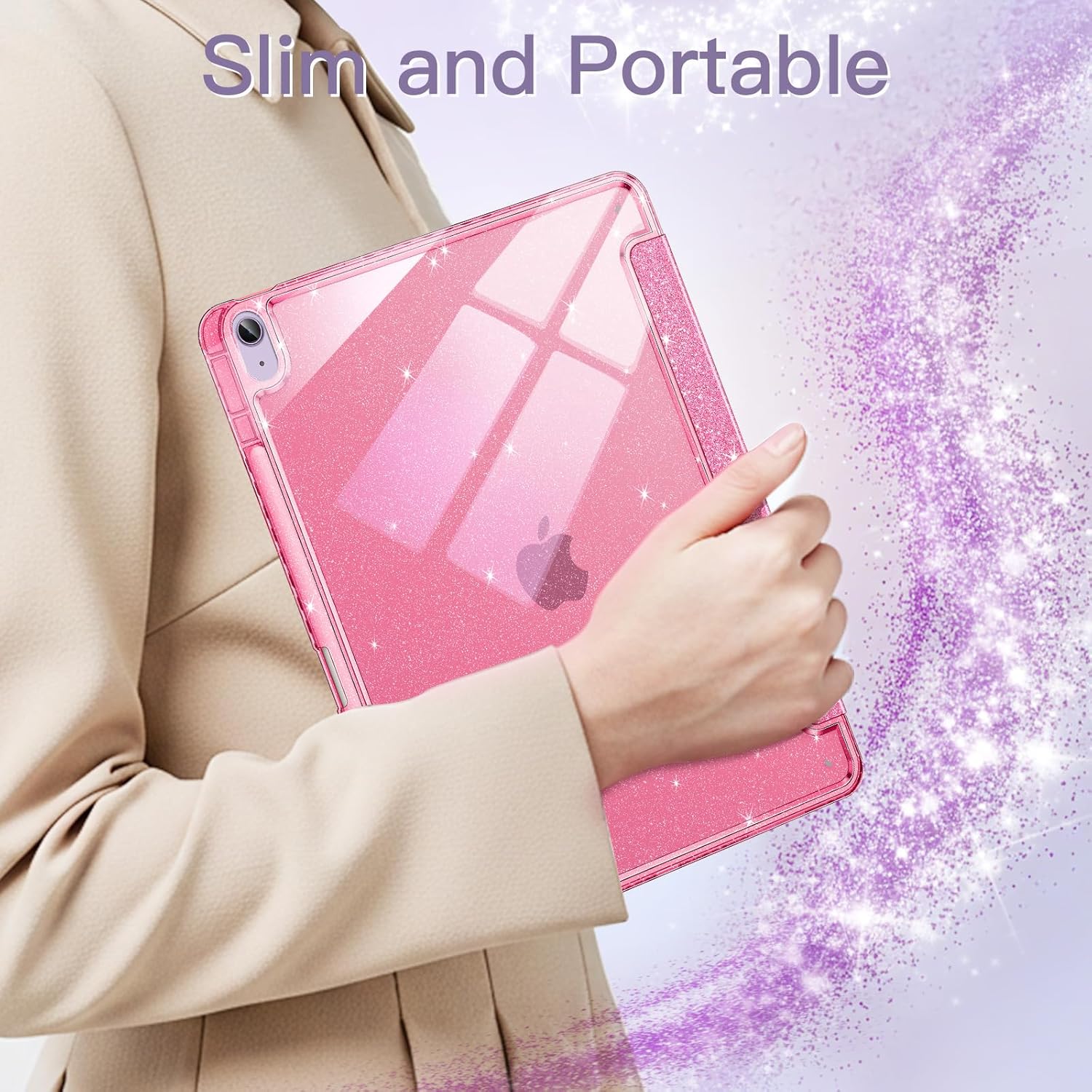 JETech Glitter Protective Case for iPad Air 11-Inch, Stylish Pink NEW - Image 7