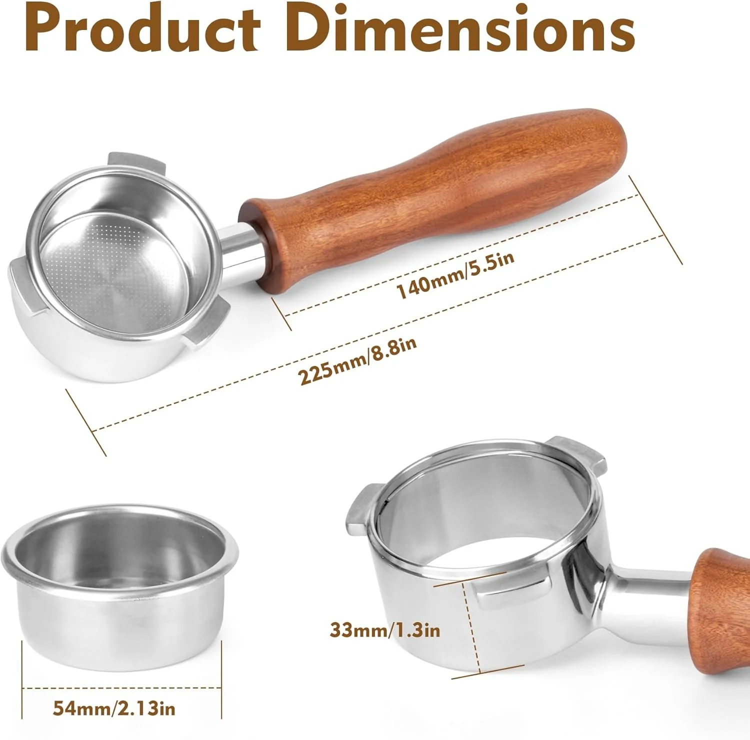 RECAPS Bottomless Portafilter Coffee Filter Basket Included Stainless Steel NEW - Image 5