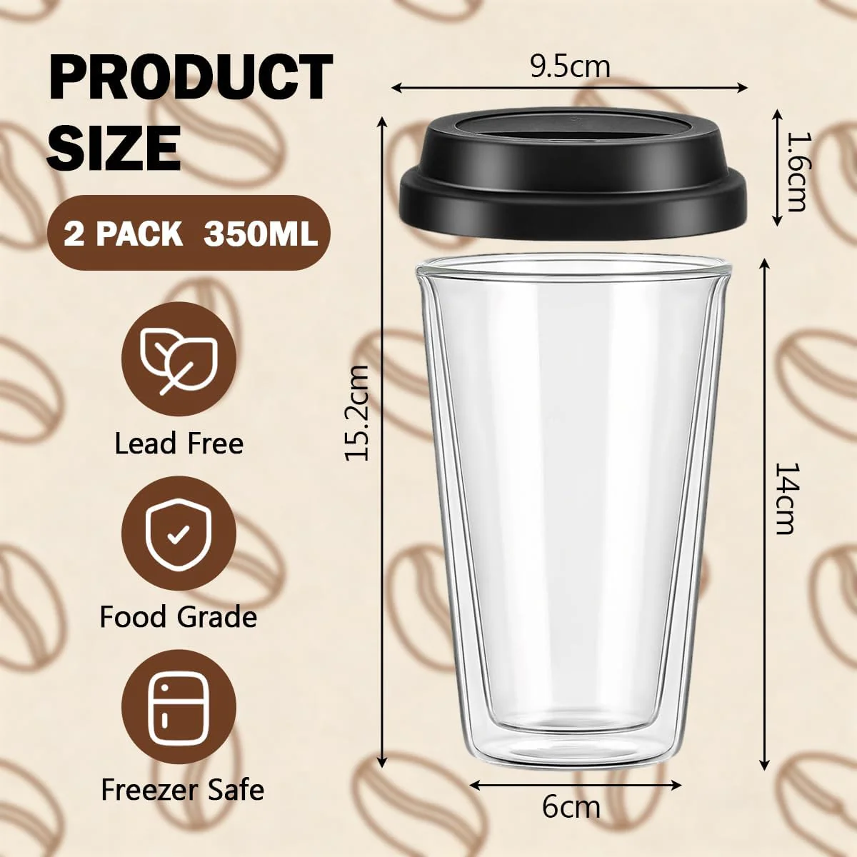 Blissify Double Walled Insulated Coffee Mugs with Silicone Lids, 350ml, DEMO - Image 2