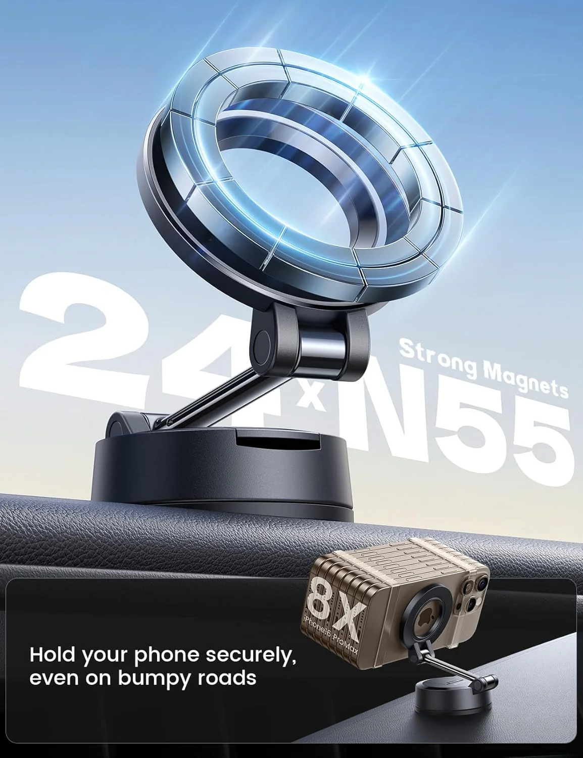 Lamicall Magnetic Phone Holder [70LBS Powerful Suction] Car Mount Accessory NEW - Image 4