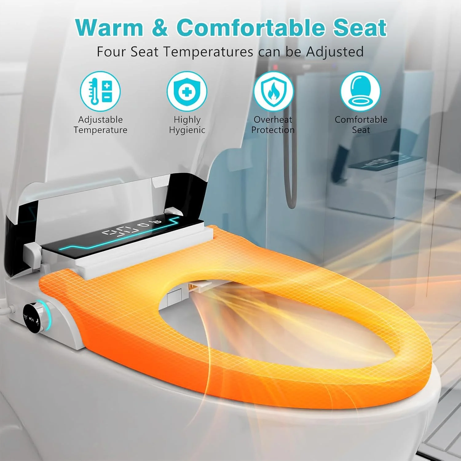 TECHBEAR Auto Open & Close Heated Toilet Seat with Thermostatic Control NEW - Image 4