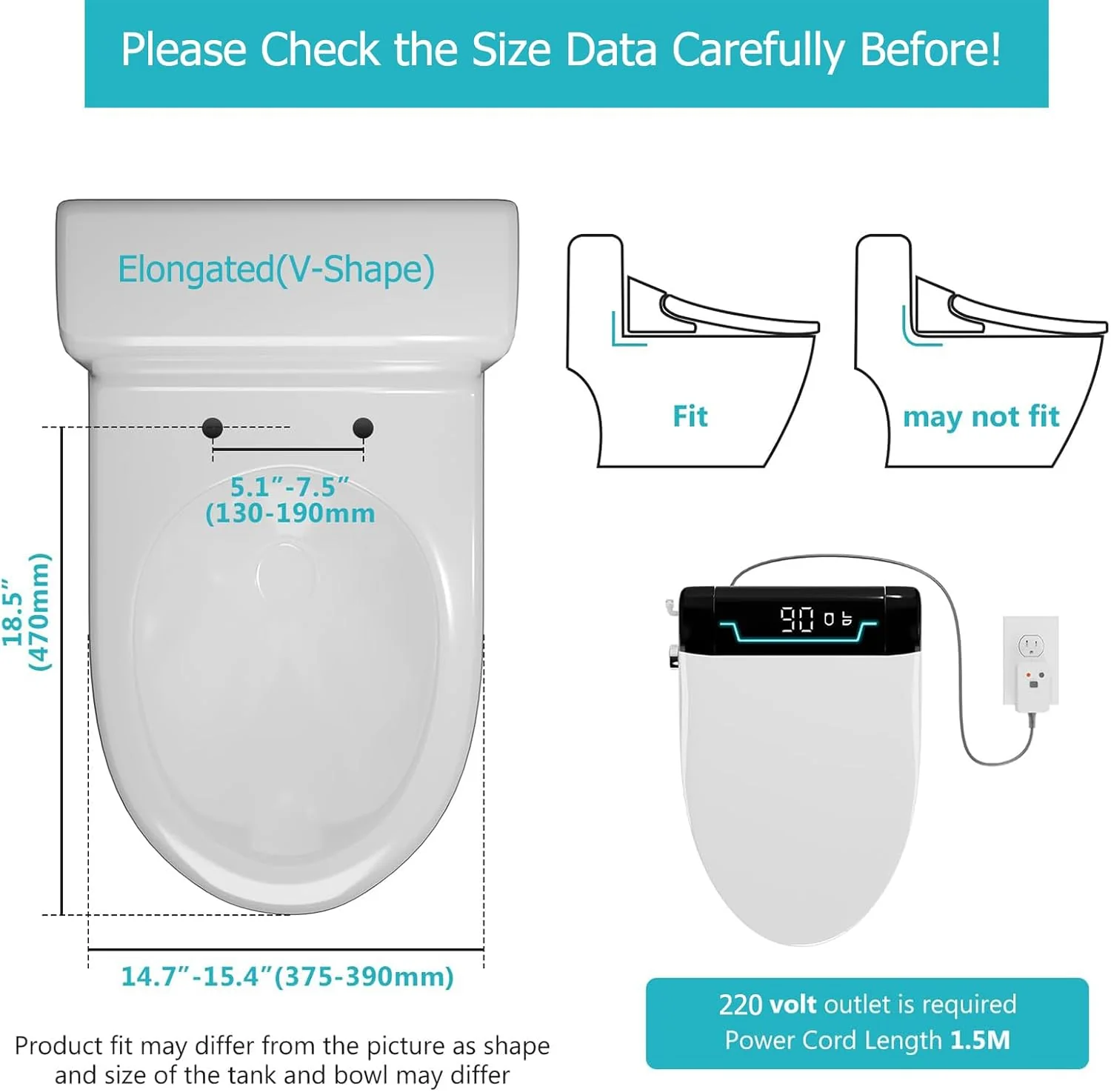 TECHBEAR Auto Open & Close Heated Toilet Seat with Thermostatic Control NEW - Image 9