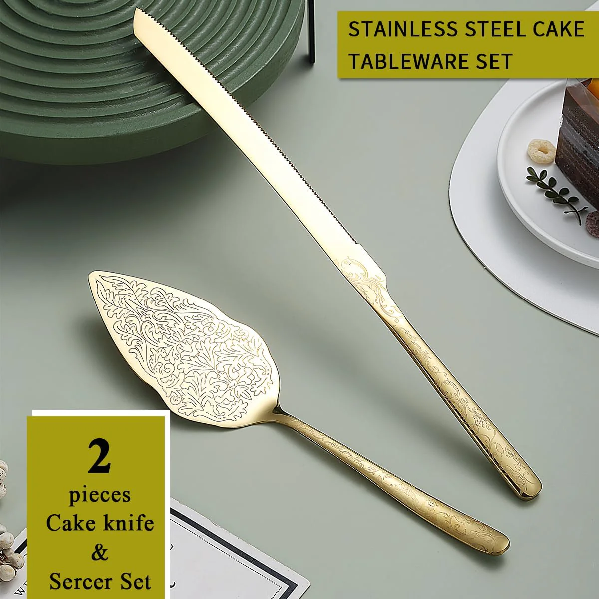 Evanda Gold Wedding Cake Spatula Titanium Angle Plating Unique Pattern NEW - Image 3
