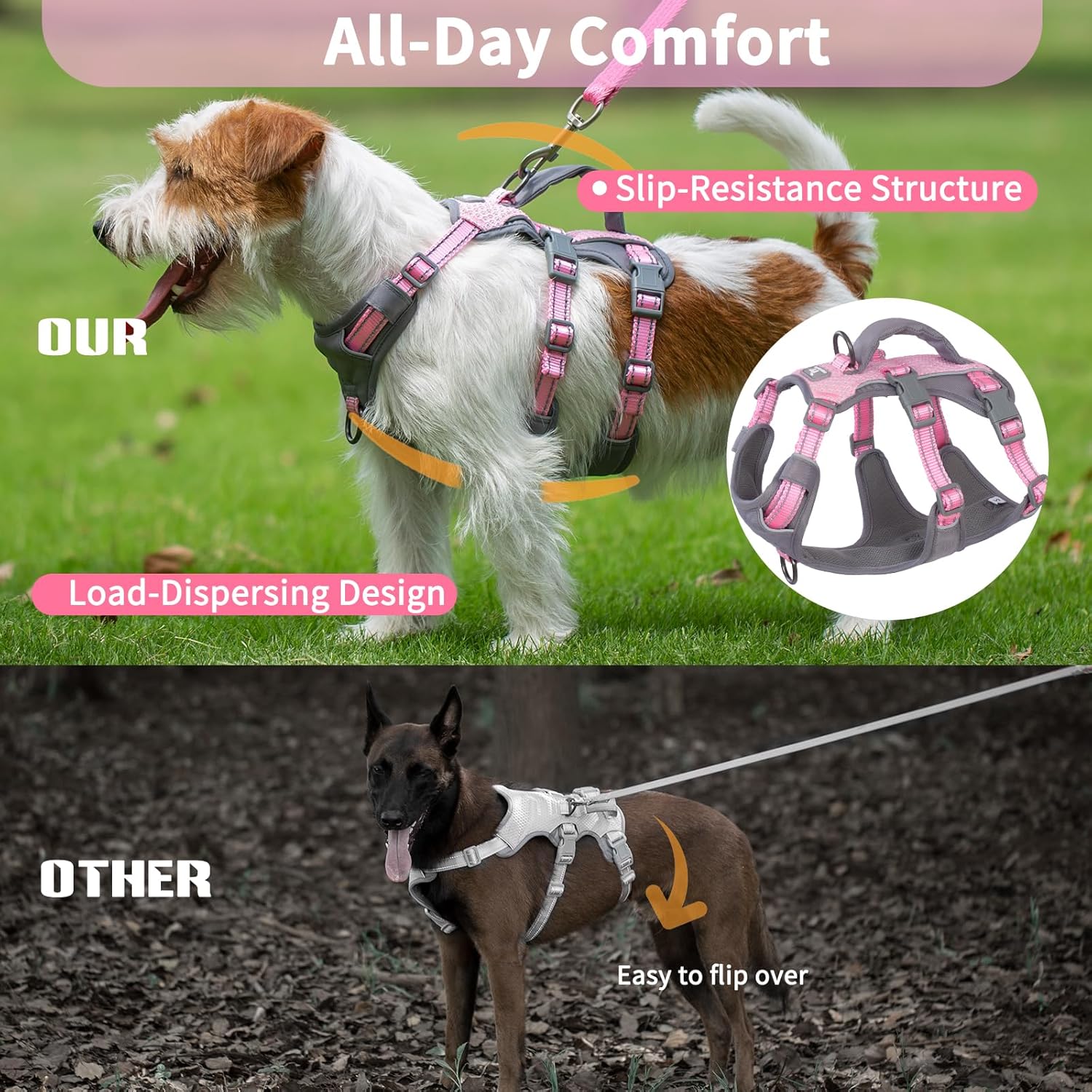 Huntboo Reflective Vest Harnesses Dog Harness Escape Proof Soft Cushion Air NEW - Image 5