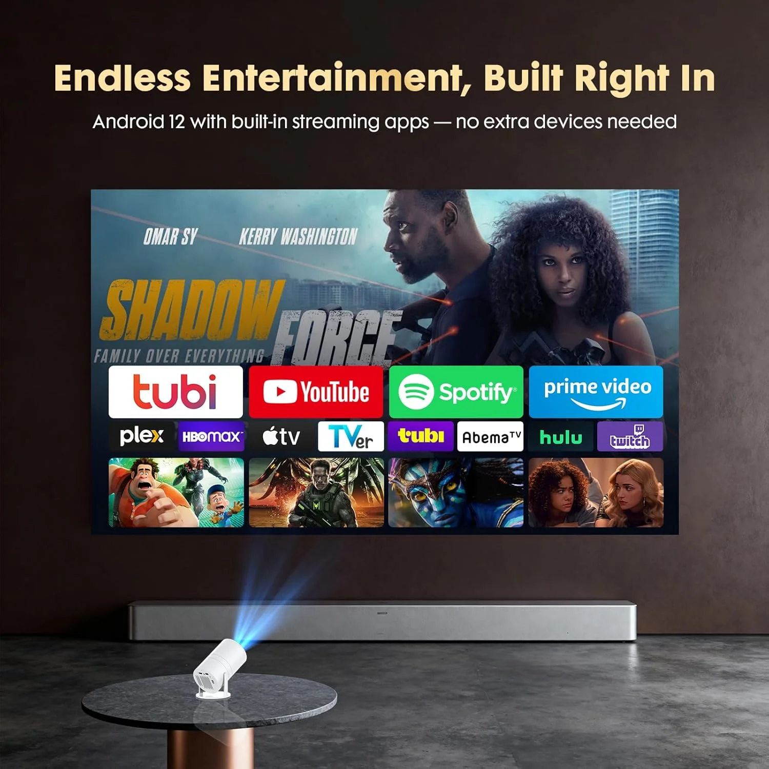 WISHOLY 1080P Projectors Portable Projector with Built-in App and Upgraded - Image 2