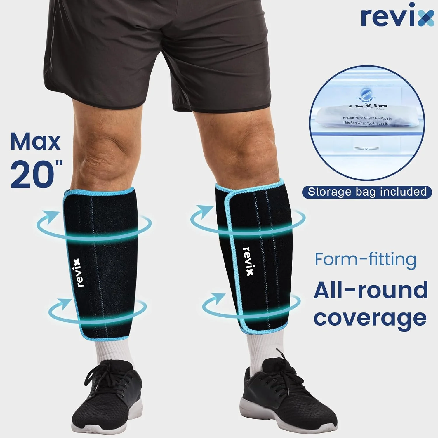 REVIX XL Shin Ice Packs Reusable Gel Cold Pack for Calf Leg Elbow DEMO - Image 4