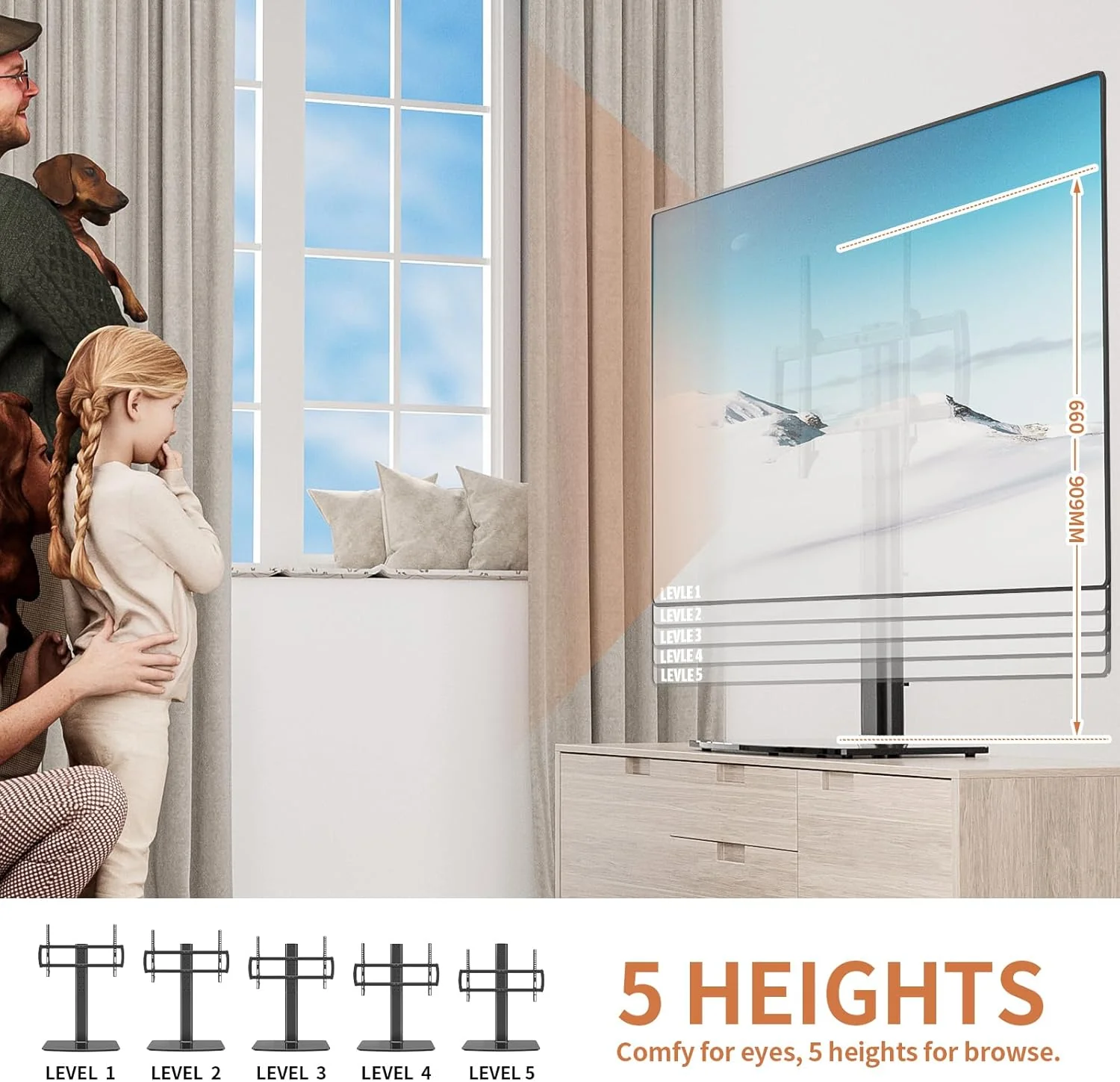 Hemudu Universal TV Stand Tabletop Mount for 40 to 86 Inch TVs in Black NEW - Image 2