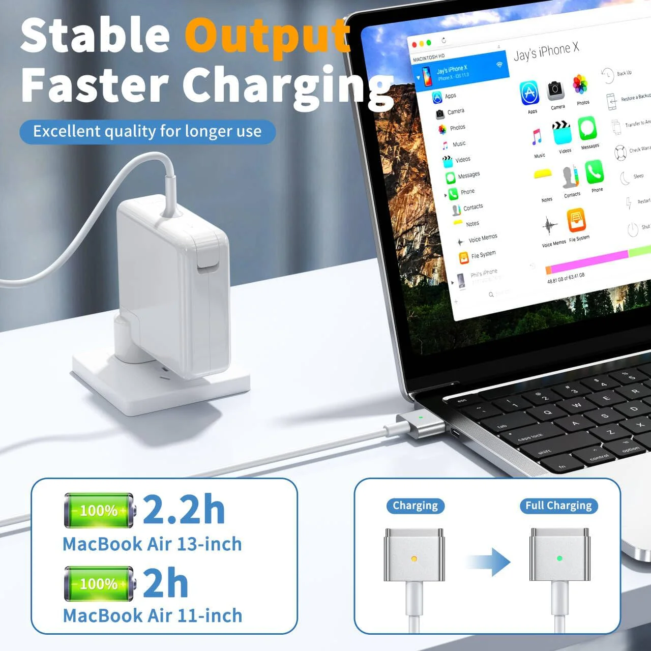 GTGUGR 85W T-Tip Power Adapter Replacement Charger for MacBook Pro Laptops DEMO - Image 2