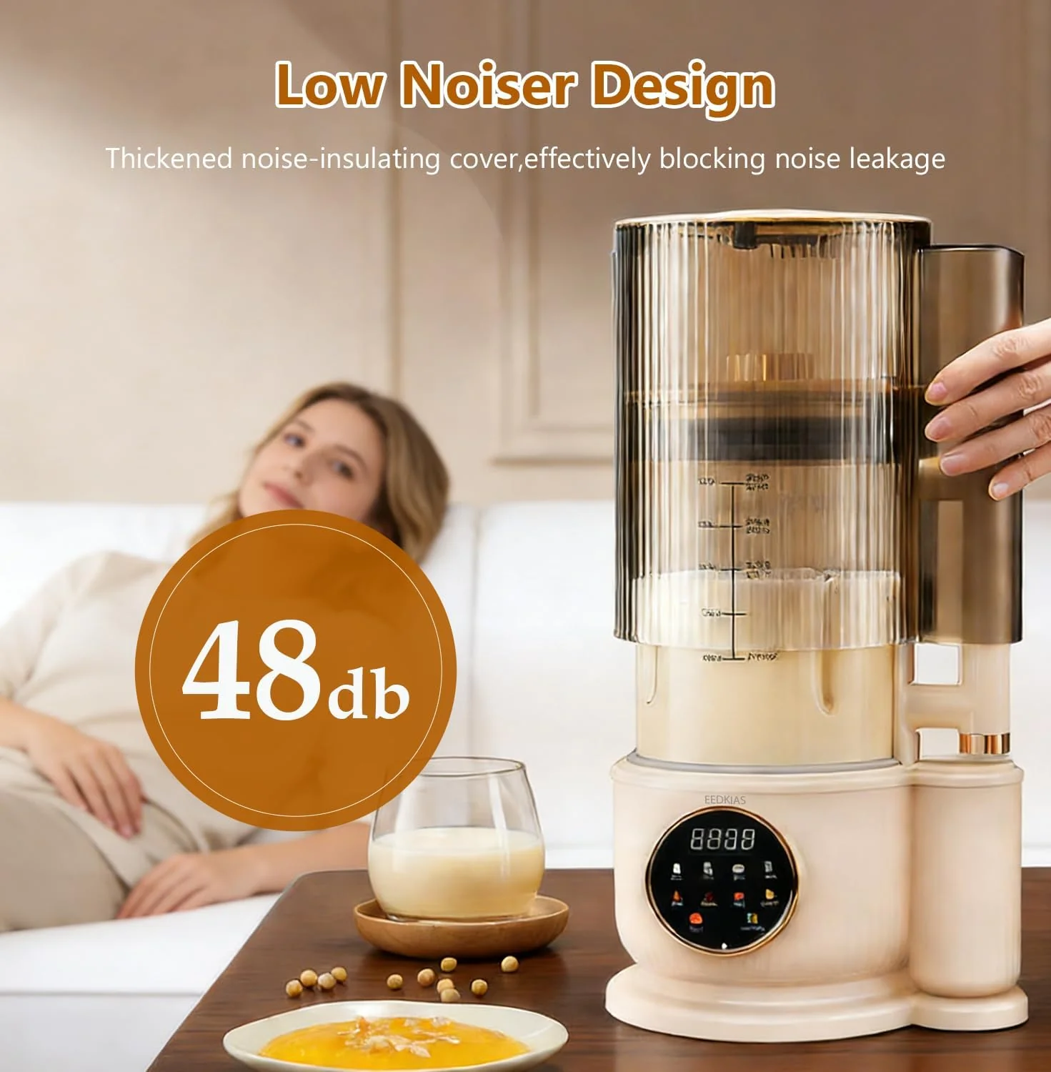 EEDKIAS Automatic Almond Milk Maker Machine, 1500ML Jug Blender, Beige, NEW - Image 9