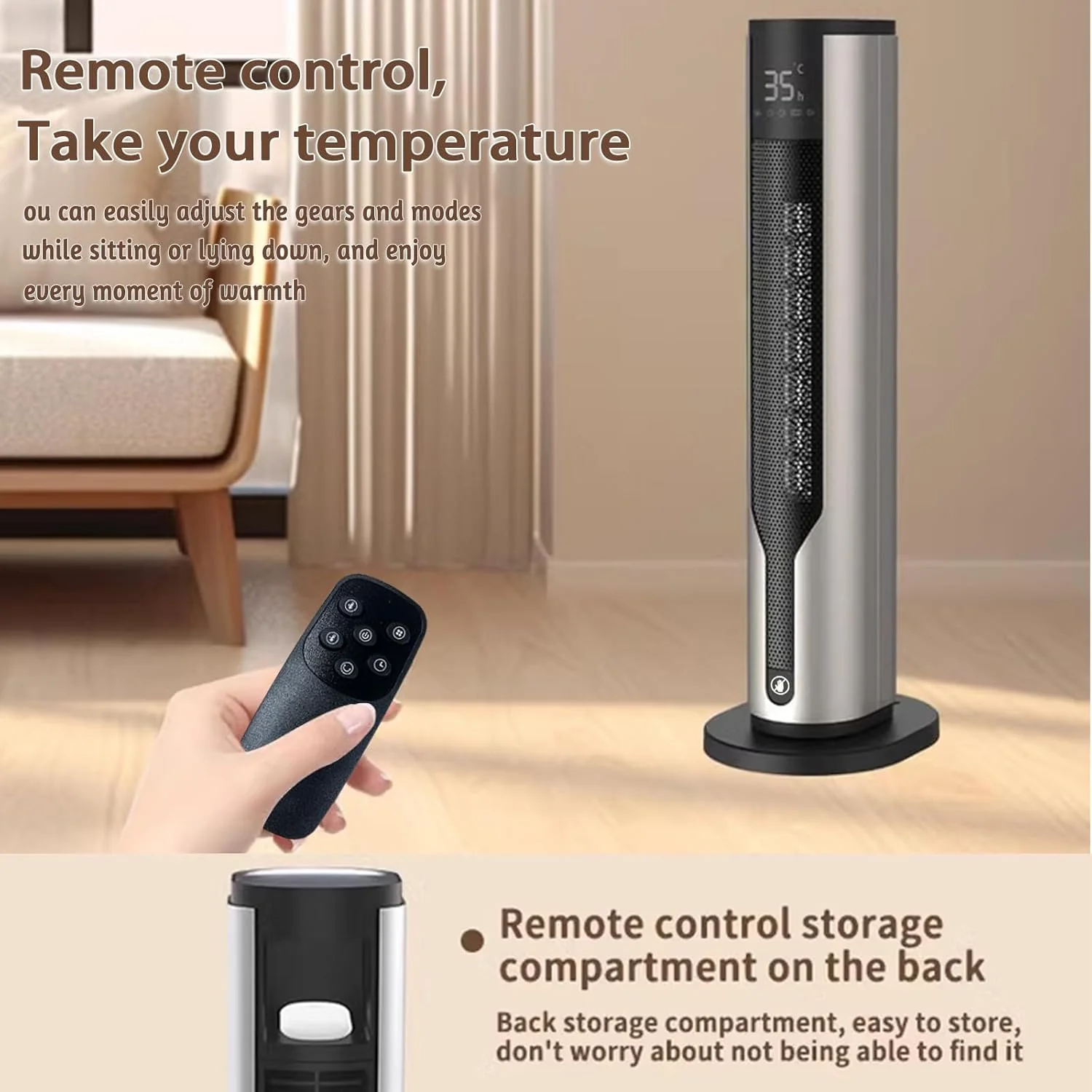 Yaberry Grove Heating Tower Space Heater with Adjustable Thermostat Remote DEMO - Image 7