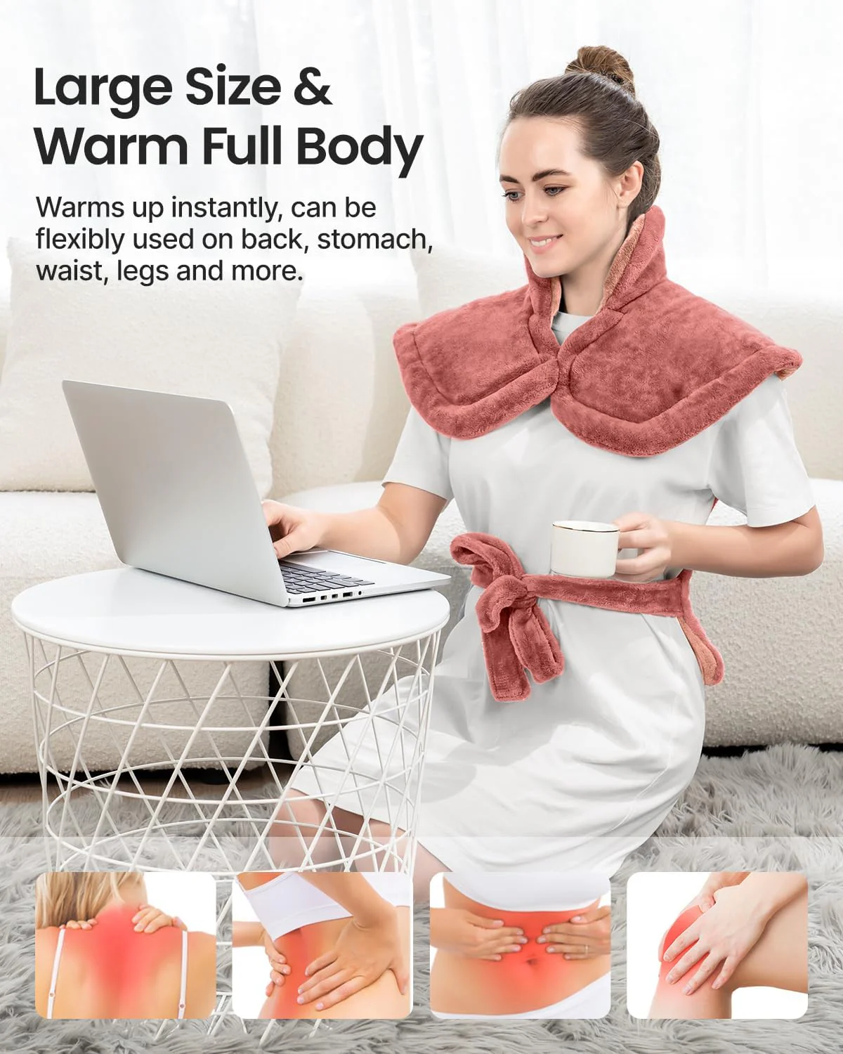 RENPHO Electric Heating Pad for Neck and Shoulder Pain Relief, E-Pink DEMO - Image 2