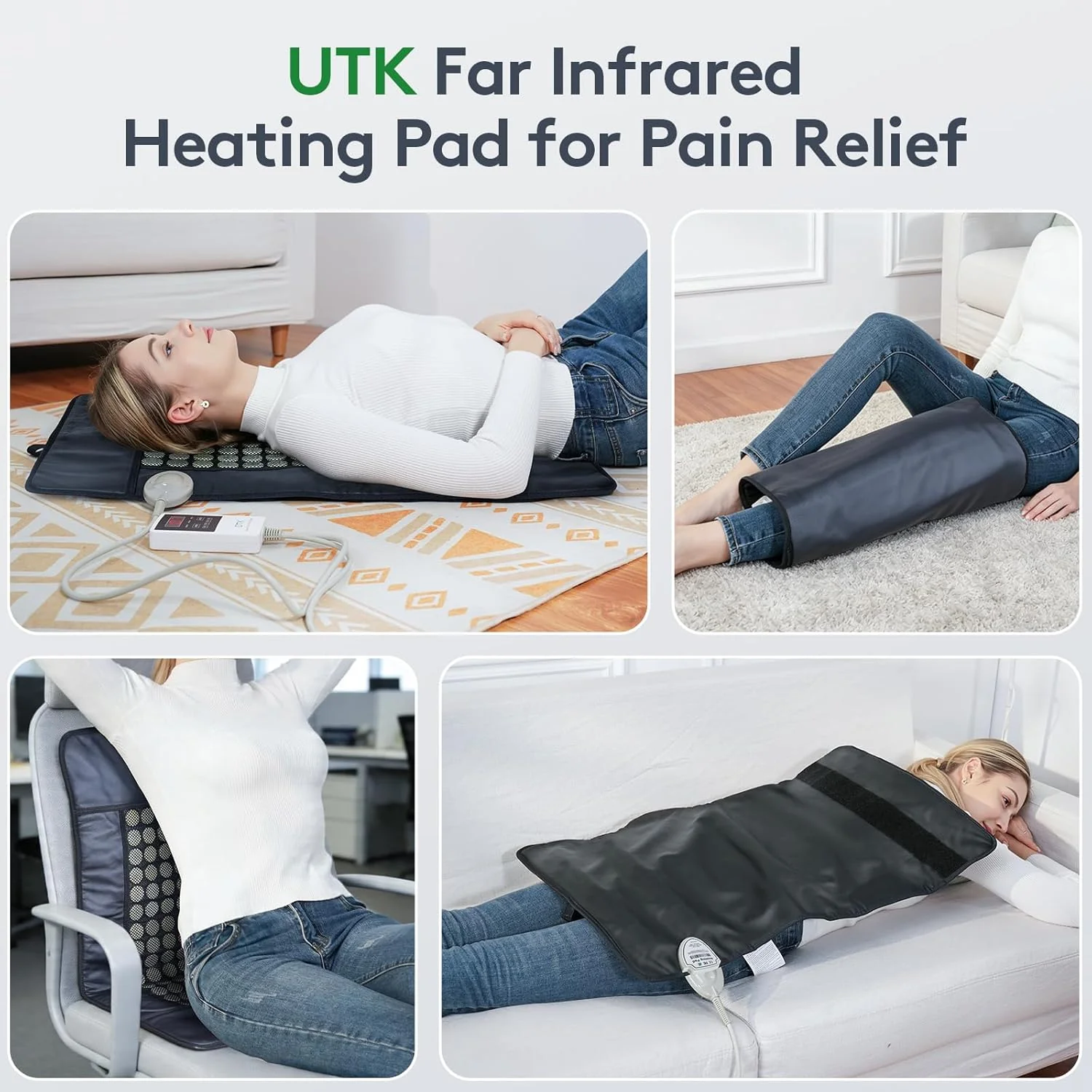 UTK Far Infrared Heating Pad with 153 Natural Jade Stones, 21 x 31 Inch DEMO - Image 8