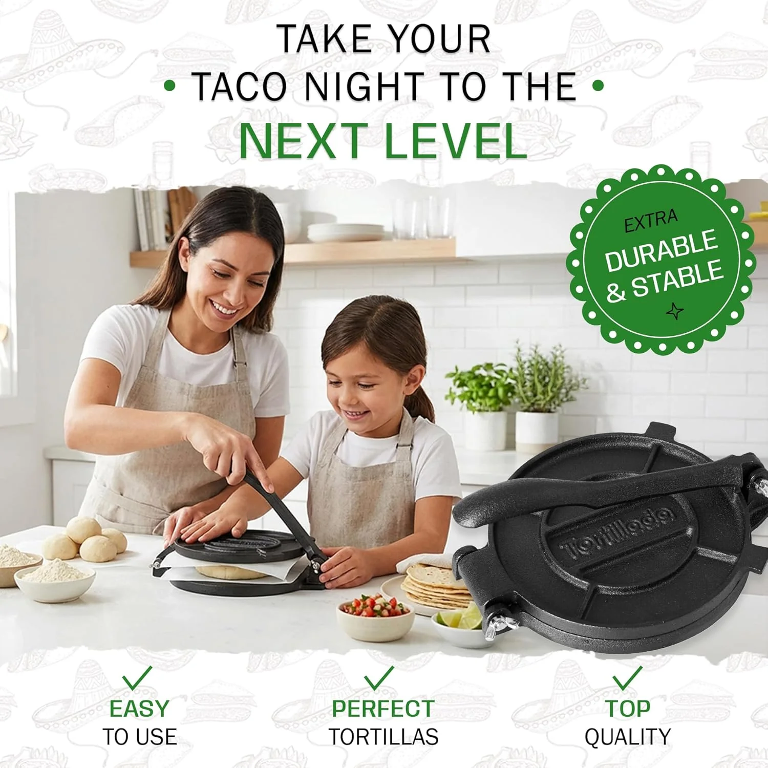 Tortillada Cast Iron Tortilla Press Quesadilla Maker Speciality Appliance NEW - Image 3