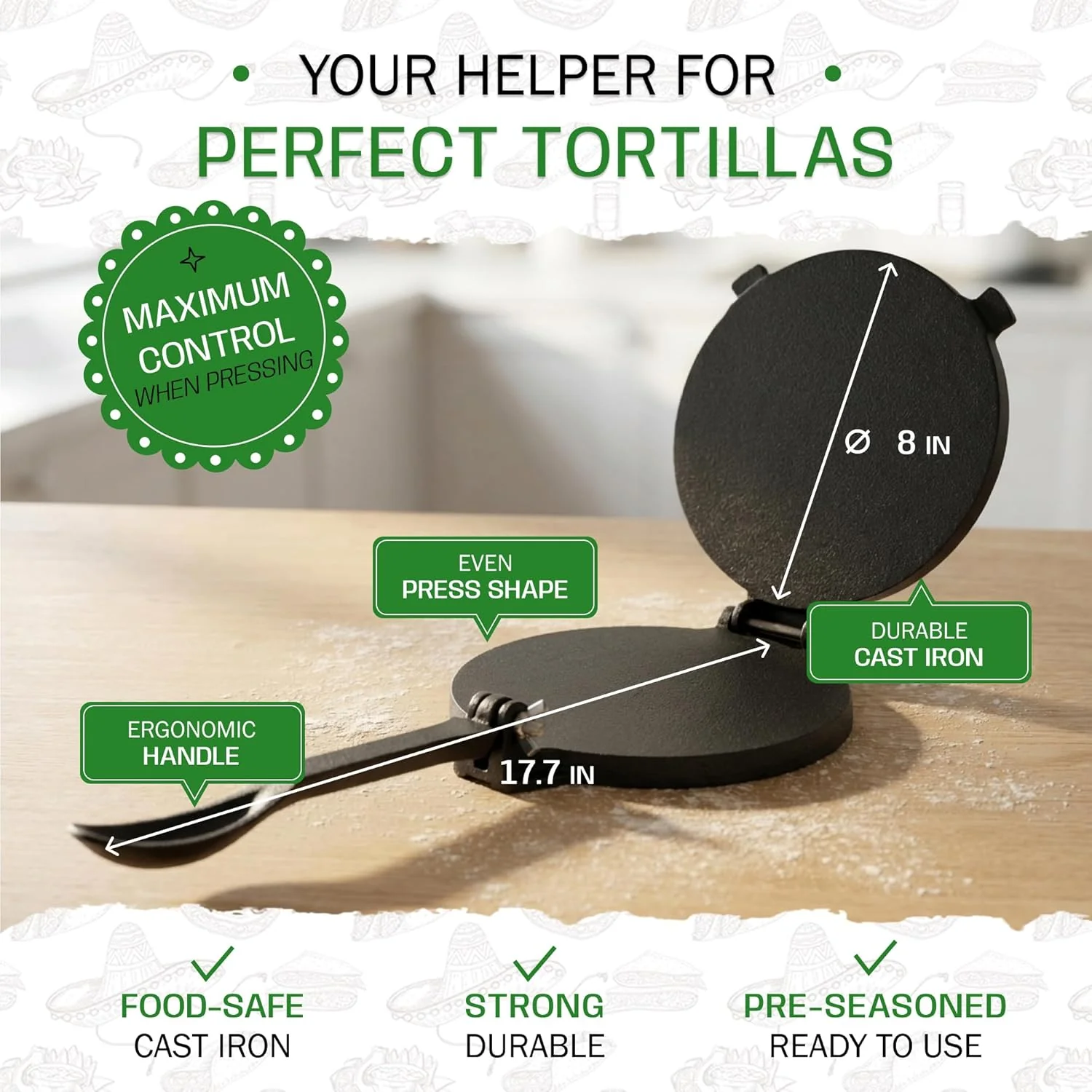 Tortillada Cast Iron Tortilla Press Quesadilla Maker Speciality Appliance NEW - Image 4