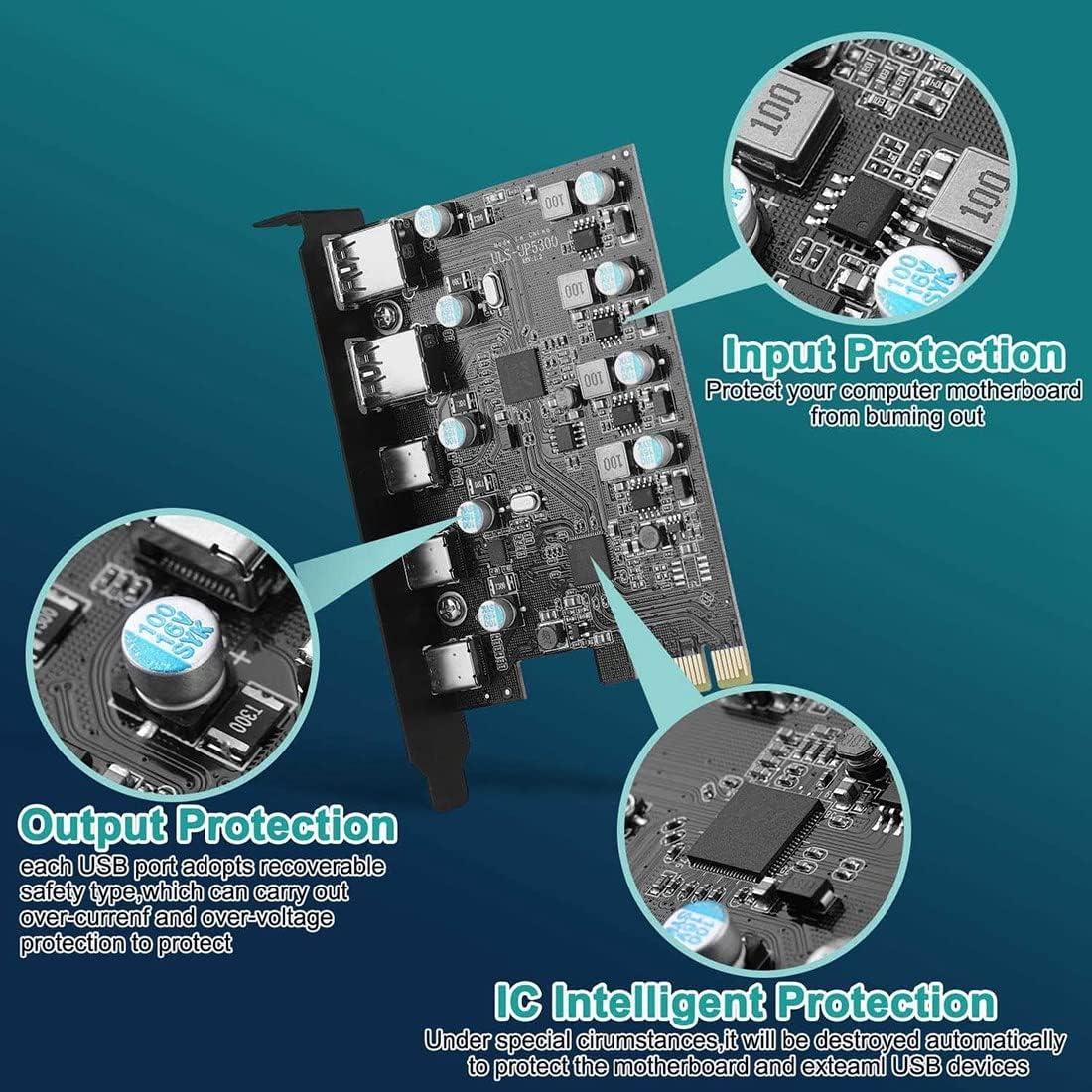 Aribrnten 5-Port Internal Components PCIe Expansion Card with 3 USB-C & 2 DEMO - Image 5